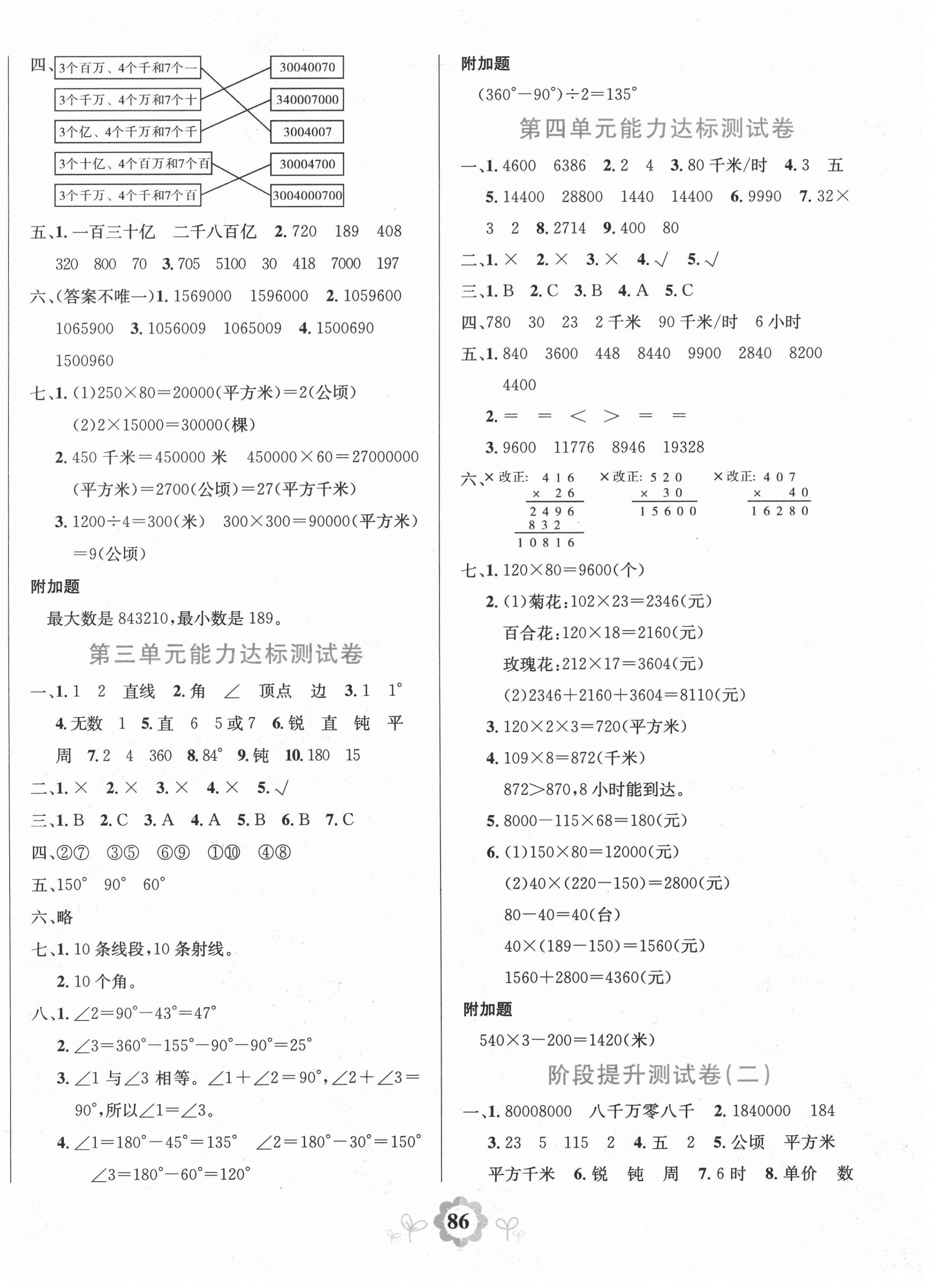 2020年8848學霸一卷通四年級數學上冊人教版 第2頁