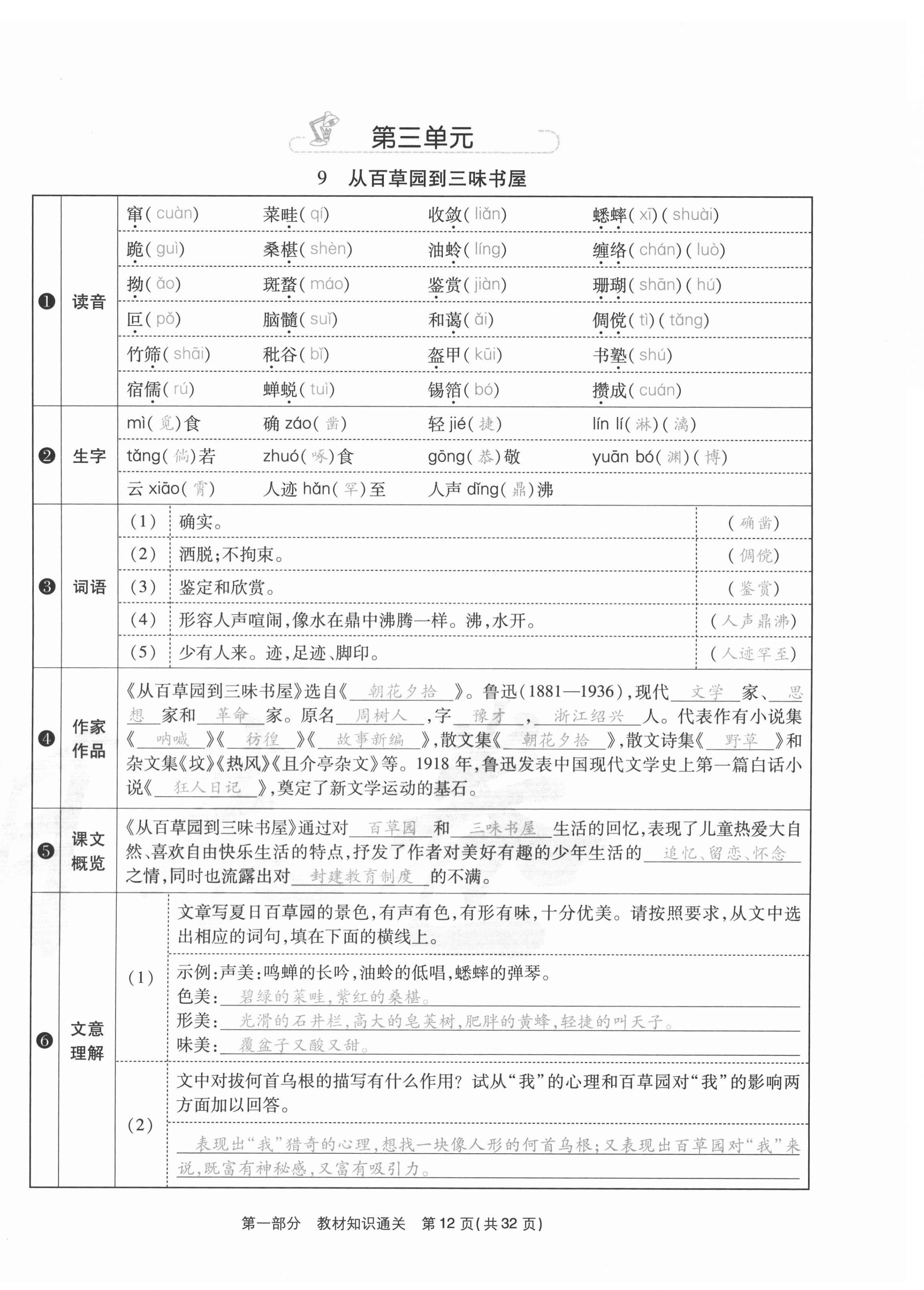 2020年云南本土期末卷七年級語文上冊人教版 第12頁