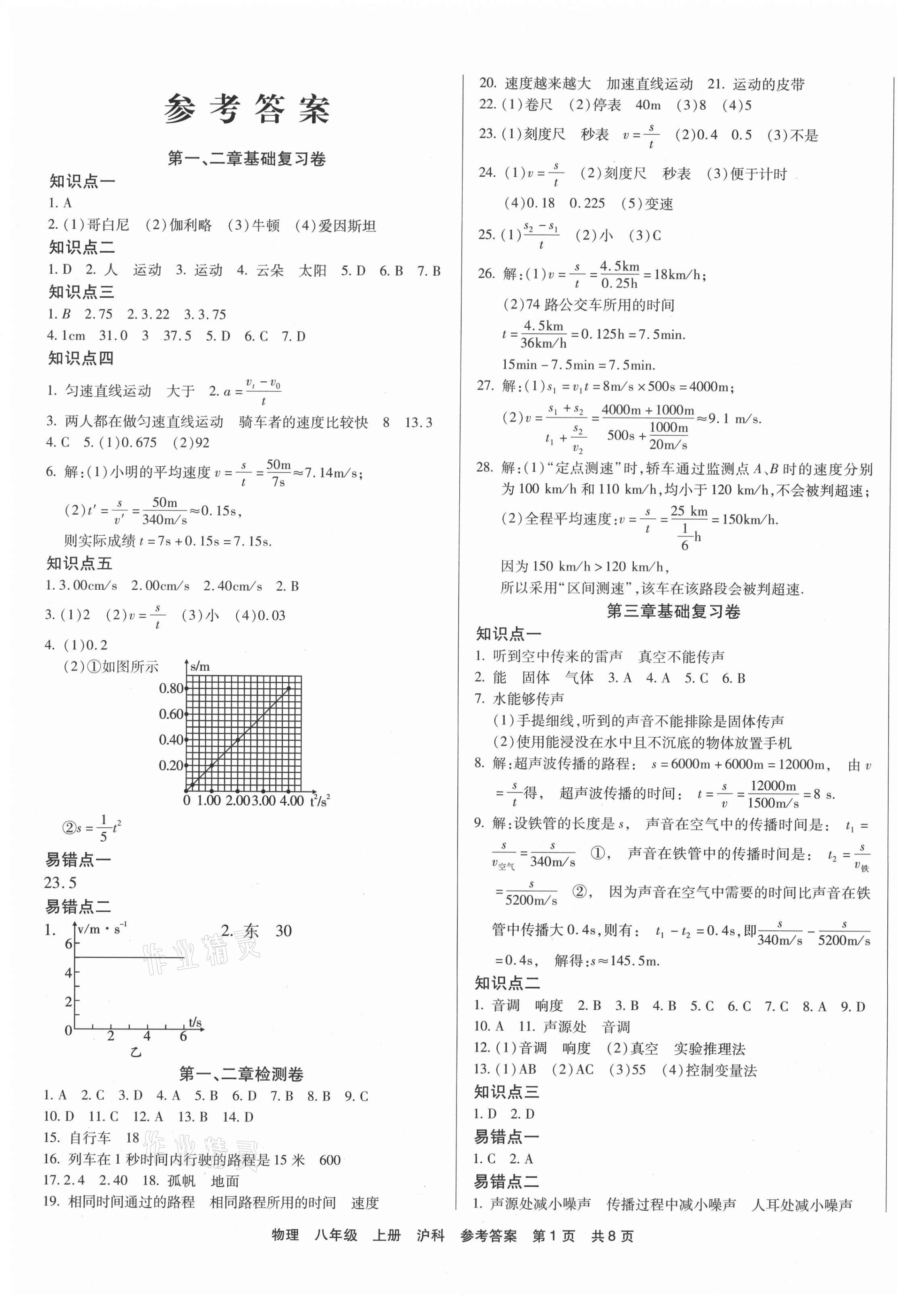 2020年優(yōu)品單元與期末八年級物理上冊滬科版 第1頁