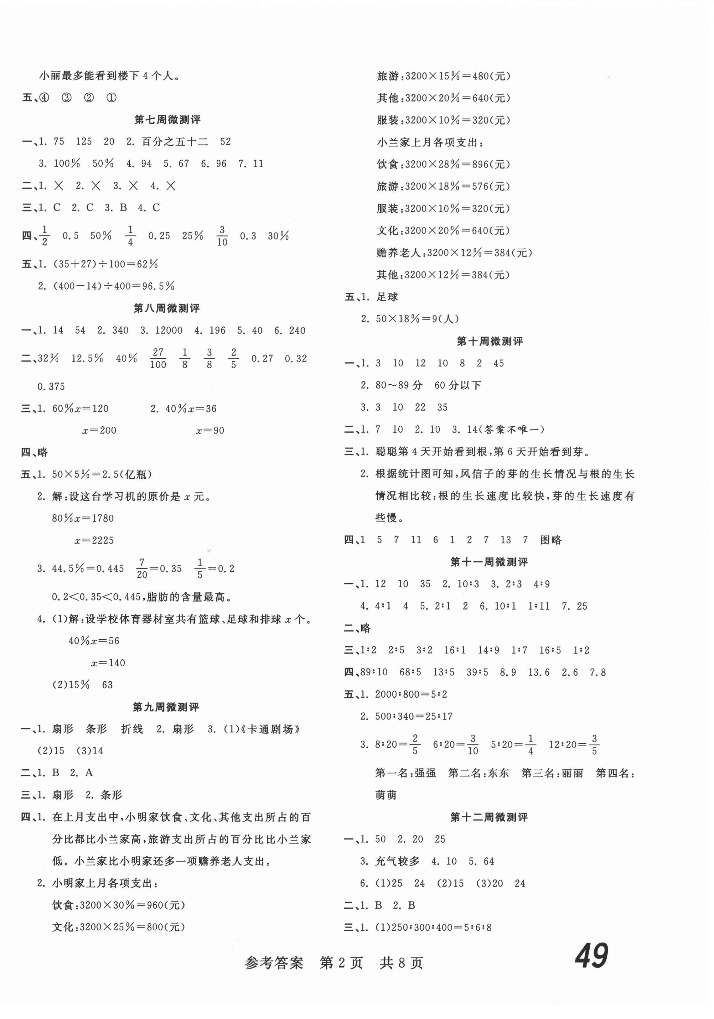 2020年一線調(diào)研學(xué)業(yè)測評六年級數(shù)學(xué)上冊北師大版 第2頁