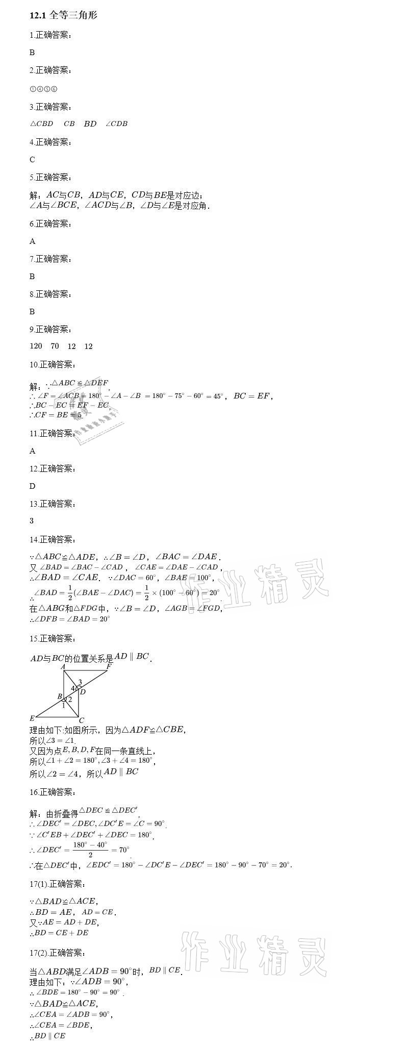 2020年智能診斷練測考八年級數學上冊人教版 參考答案第11頁