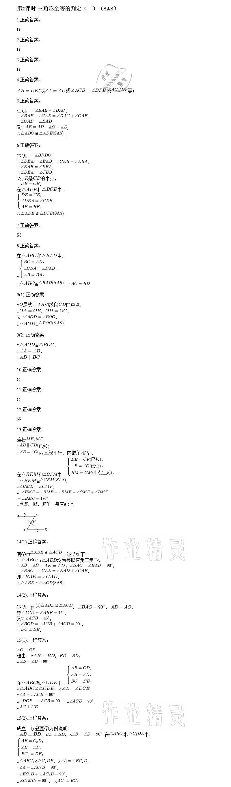 2020年智能診斷練測考八年級數學上冊人教版 參考答案第13頁
