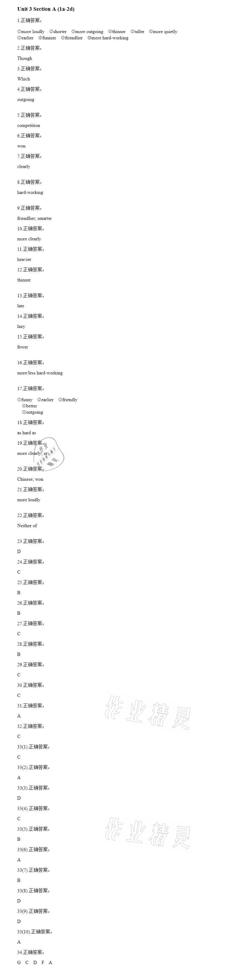 2020年智能診斷練測考八年級英語上冊人教版 參考答案第15頁
