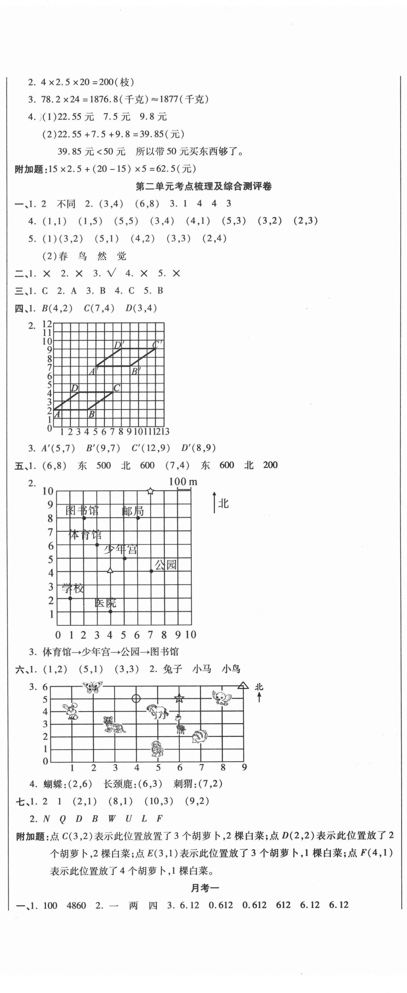 2020年聚优名卷五年级数学上册人教版 参考答案第2页