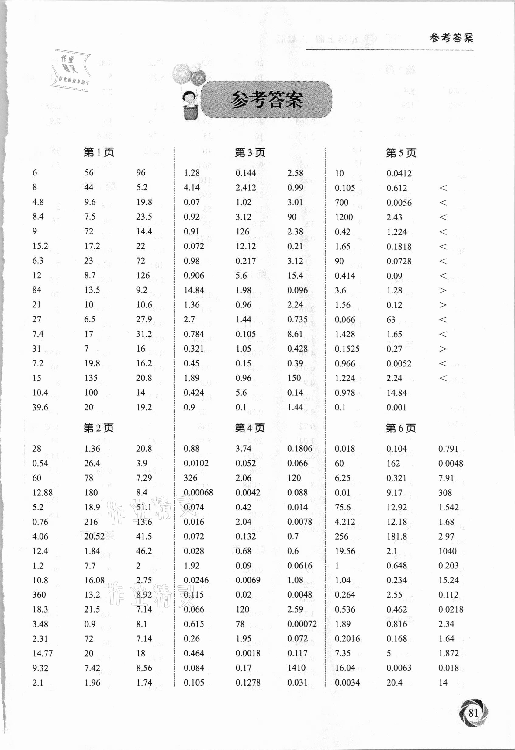 2020年智慧課堂口算題五年級(jí)數(shù)學(xué)上冊(cè)人教版 第1頁(yè)