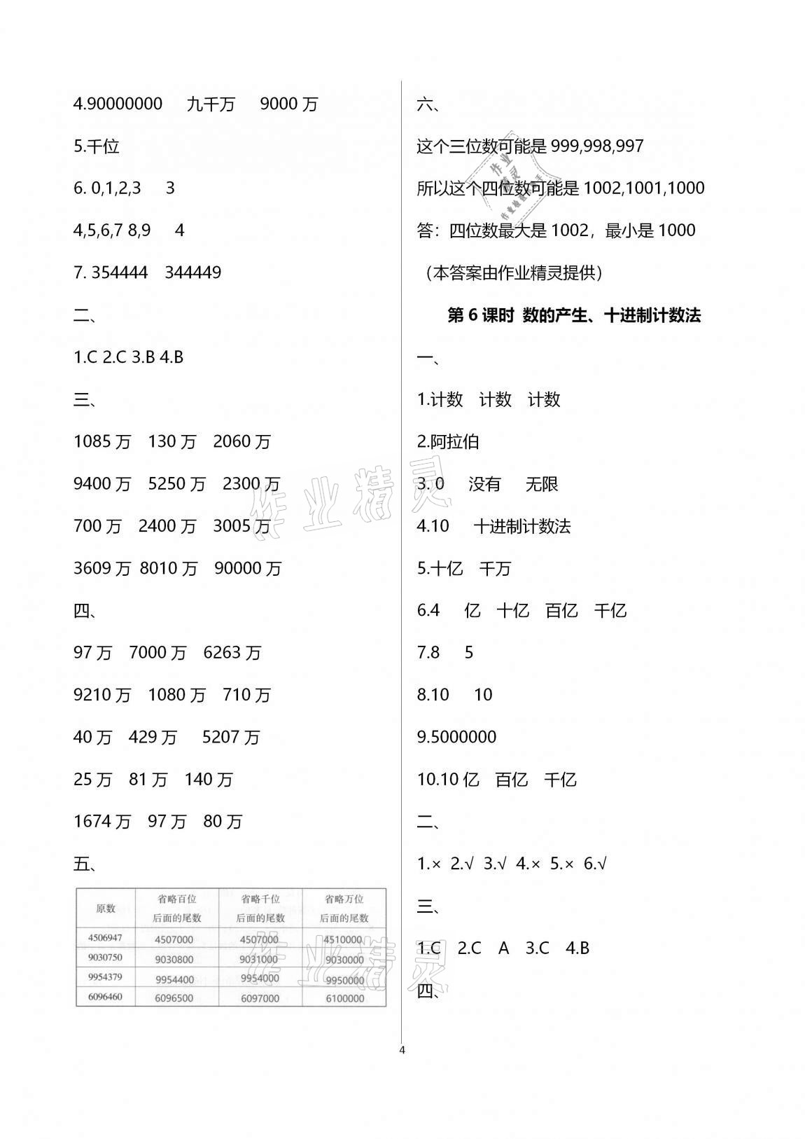 2020年本土作業(yè)四年級數(shù)學(xué)上冊人教版 第4頁