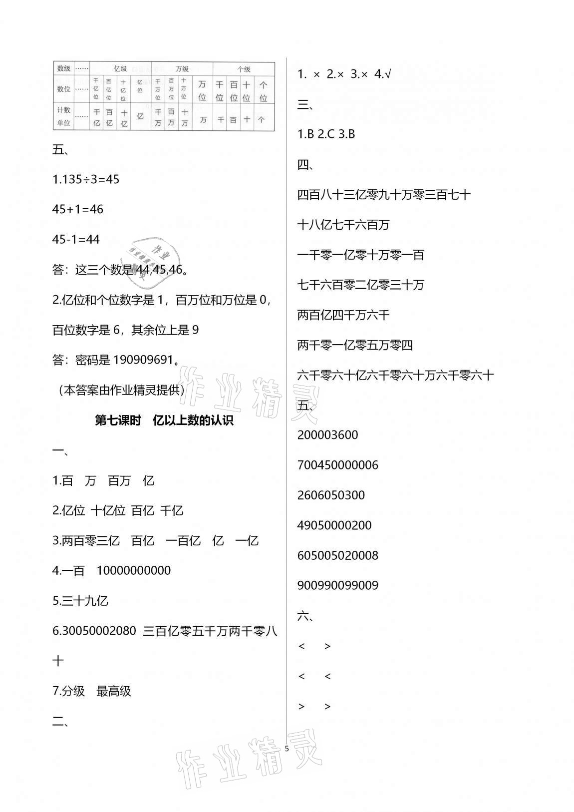 2020年本土作業(yè)四年級(jí)數(shù)學(xué)上冊(cè)人教版 第5頁(yè)