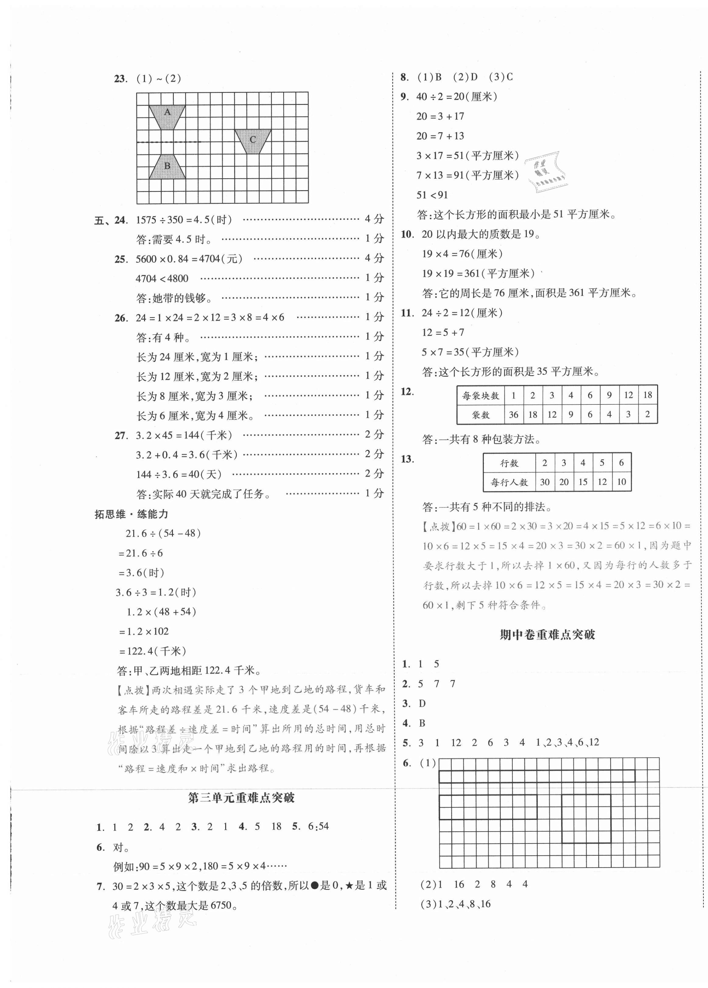 2020年小學(xué)全程同步學(xué)習(xí)高效測評卷五年級數(shù)學(xué)上冊北師大版大連專版 第5頁