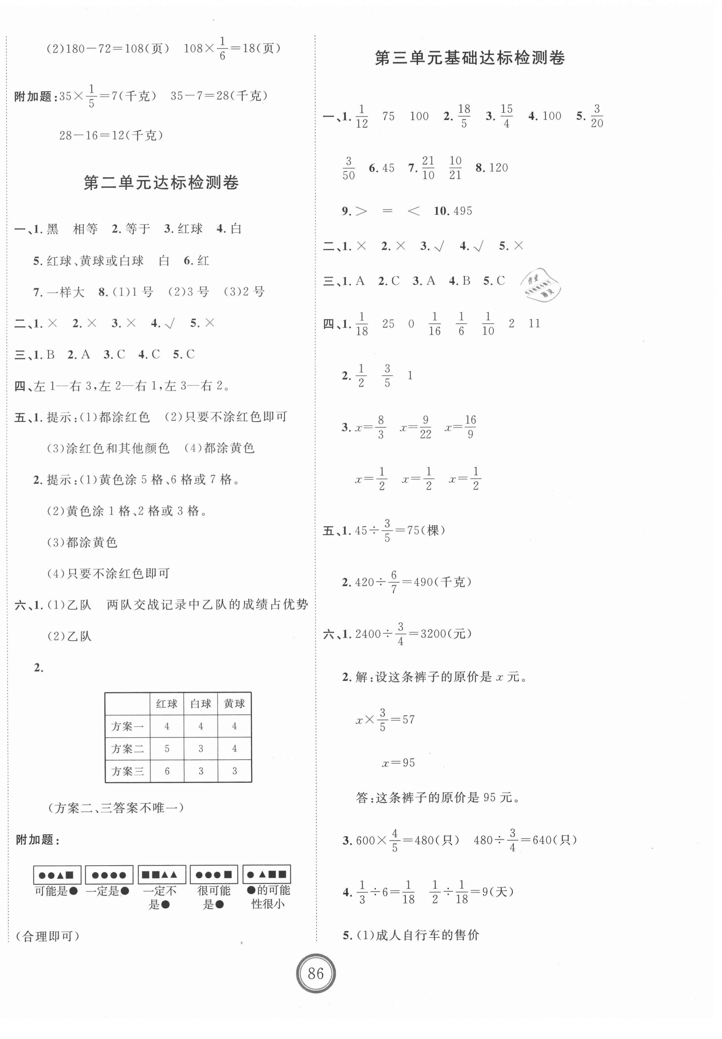 2020年优加密卷六年级数学上册青岛版 第2页