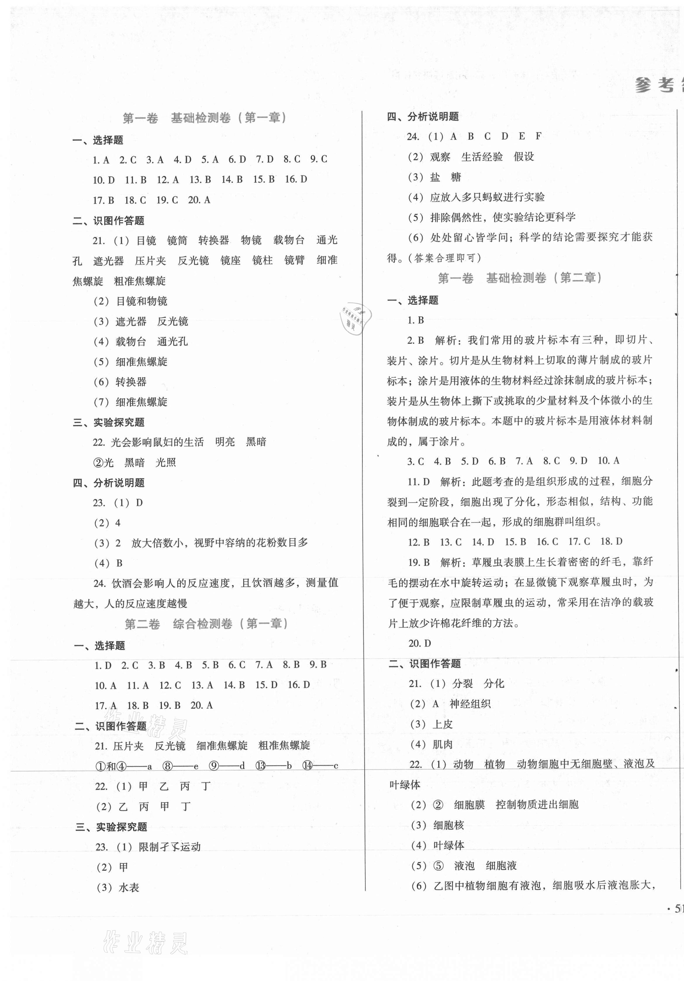 2020年單元檢測(cè)卷七年級(jí)生物上冊(cè)冀少版河北少年兒童出版社 第1頁(yè)