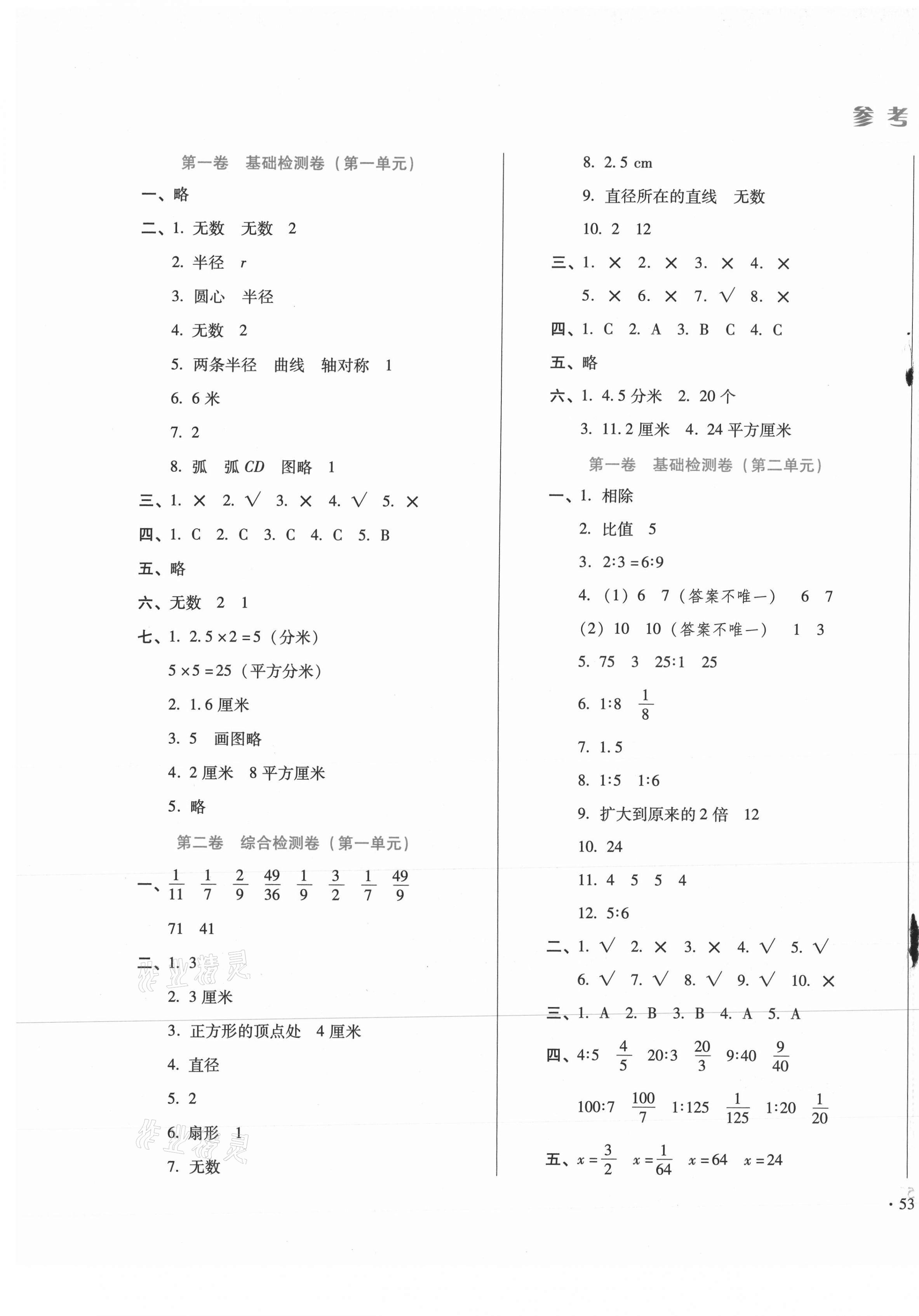 2020年單元檢測卷六年級(jí)數(shù)學(xué)上冊(cè)冀教版河北少年兒童出版社 第1頁