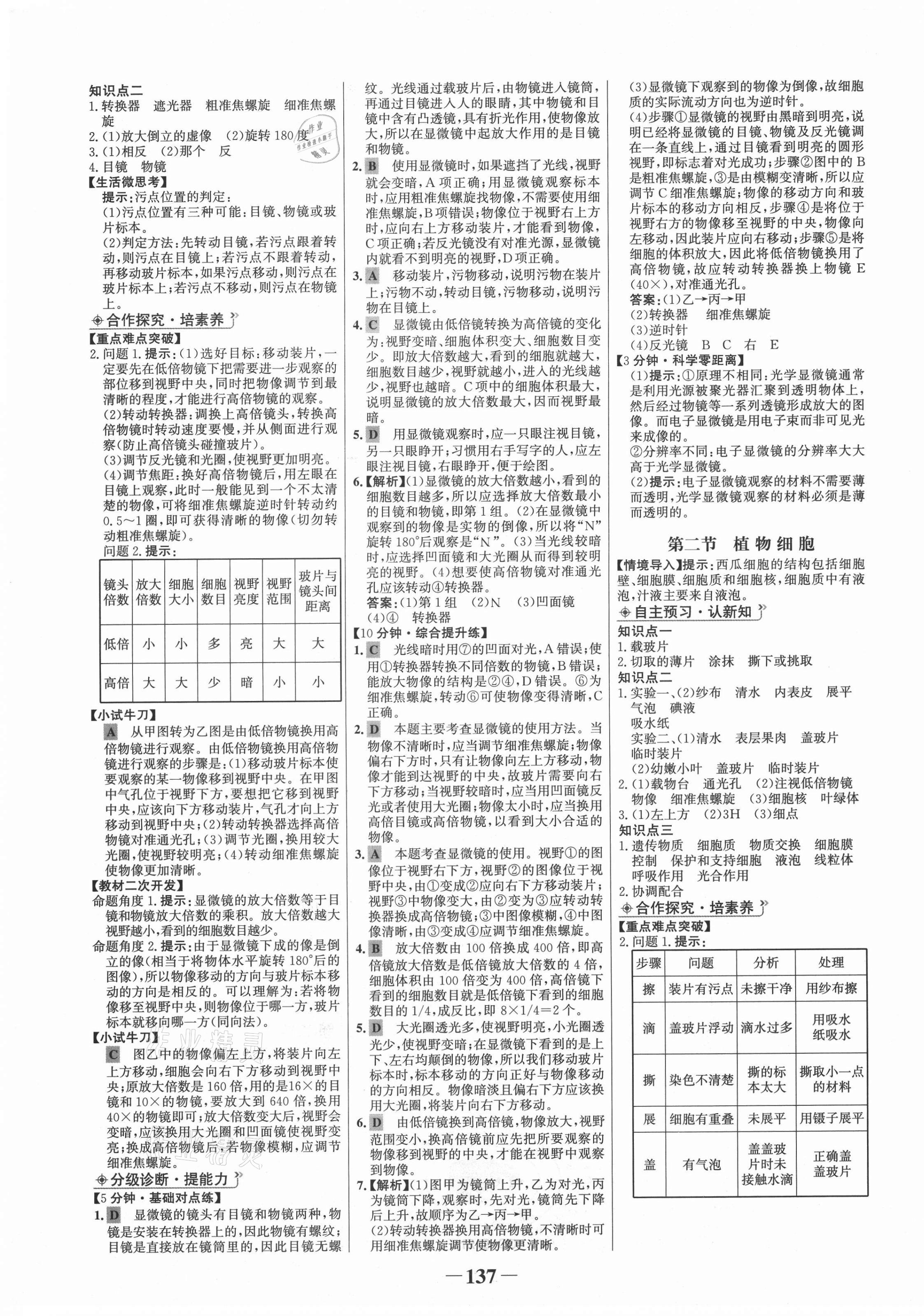 2020年世紀(jì)金榜金榜學(xué)案七年級(jí)生物上冊(cè)人教版廣東專用 第5頁