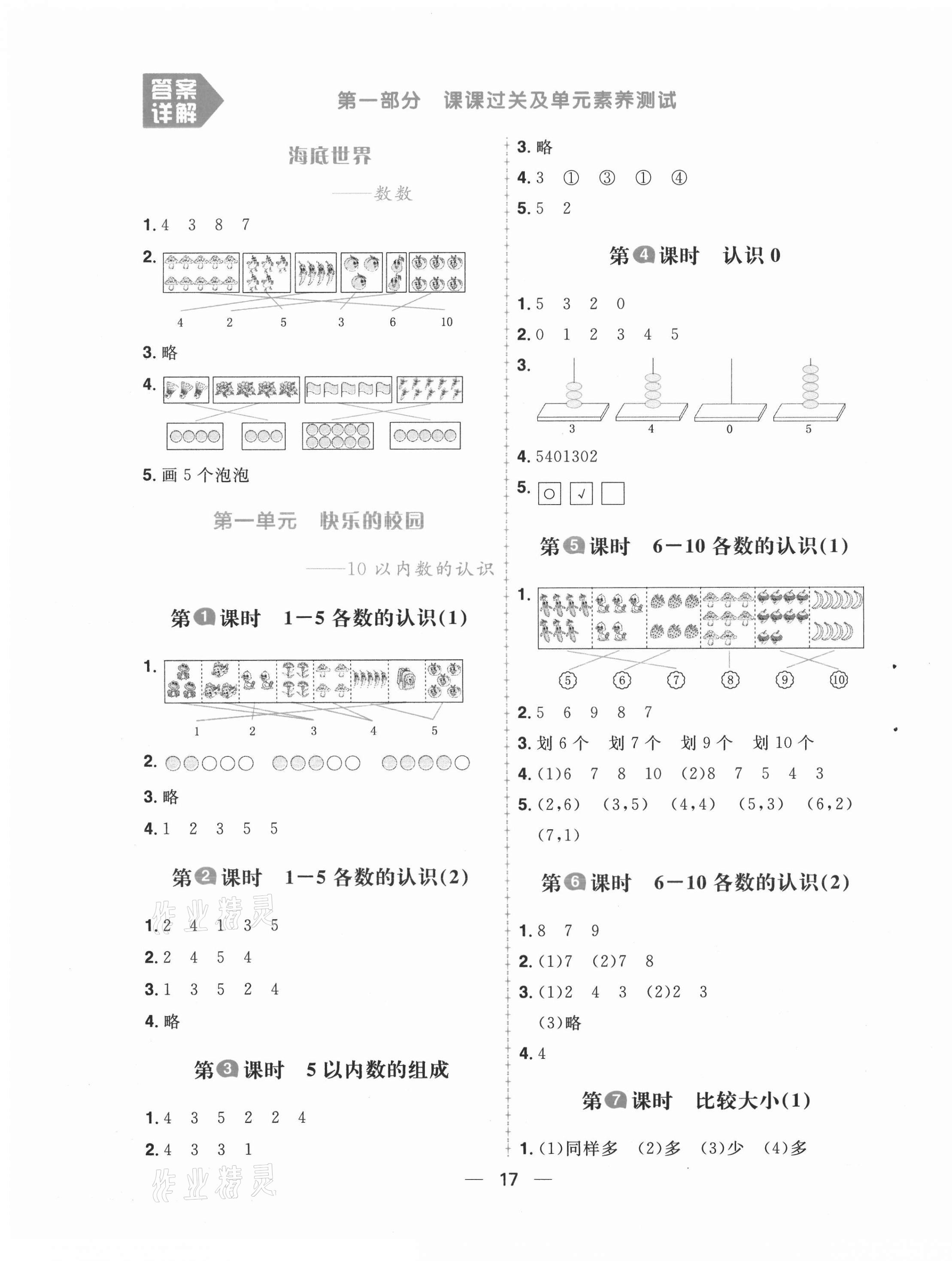 2020年核心素養天天練一年級數學上冊青島版54制 第1頁