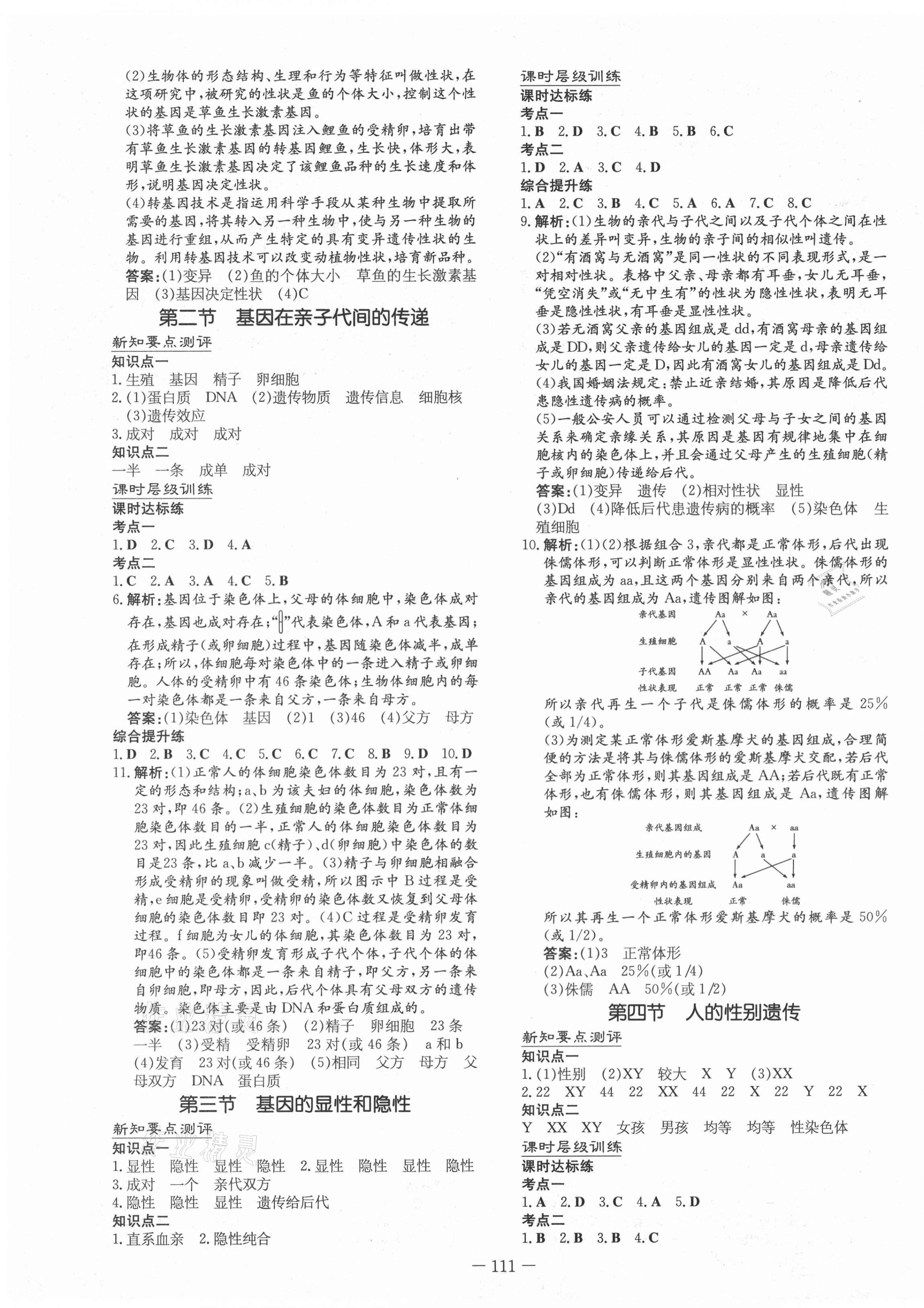 2021年練案課時(shí)作業(yè)本八年級生物下冊人教版 第3頁