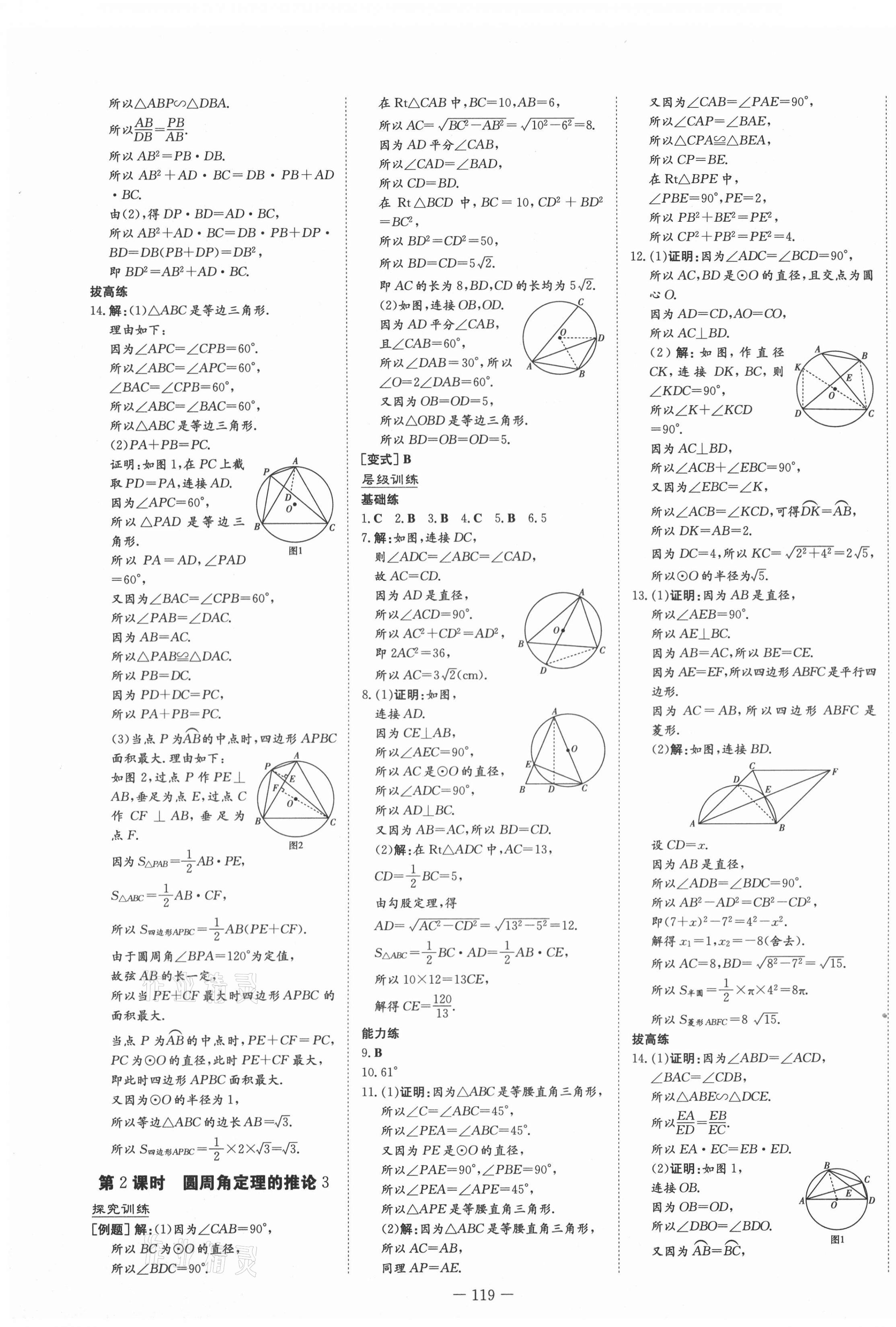 2021年練案課時訓練案九年級數(shù)學下冊魯教版54制 參考答案第3頁