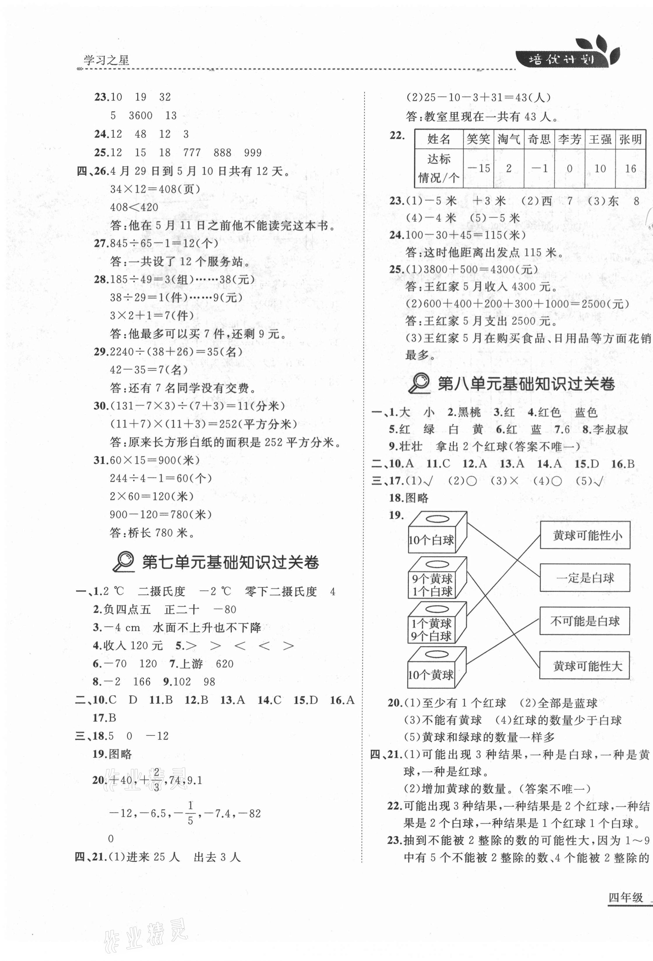 2020年培優(yōu)計(jì)劃四年級(jí)數(shù)學(xué)上冊(cè)北師大版延邊大學(xué)出版社 第7頁(yè)