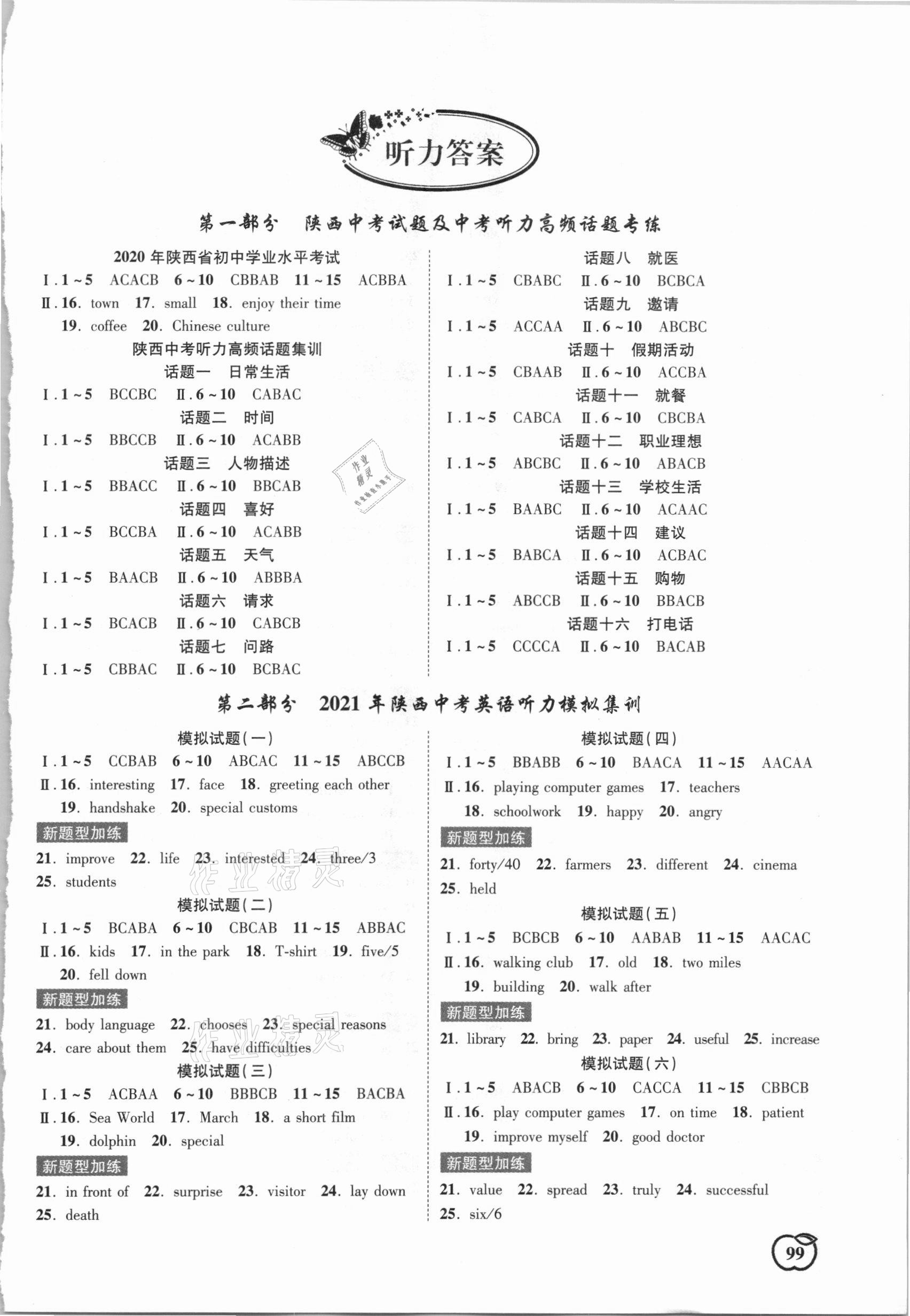 2021年听练英语陕西中考 第1页