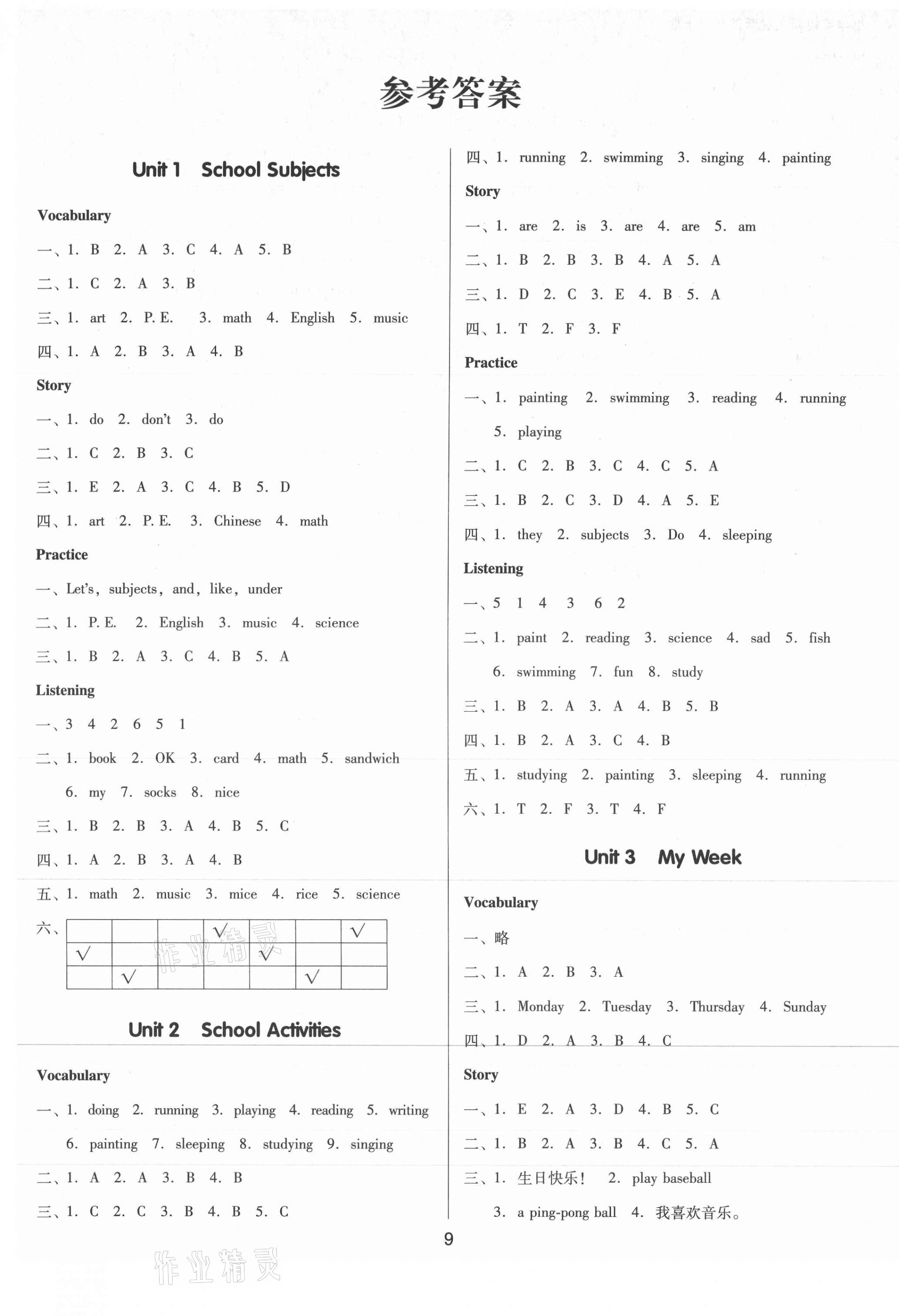 2020年廣東作業(yè)本四年級英語上冊粵人民版 第1頁