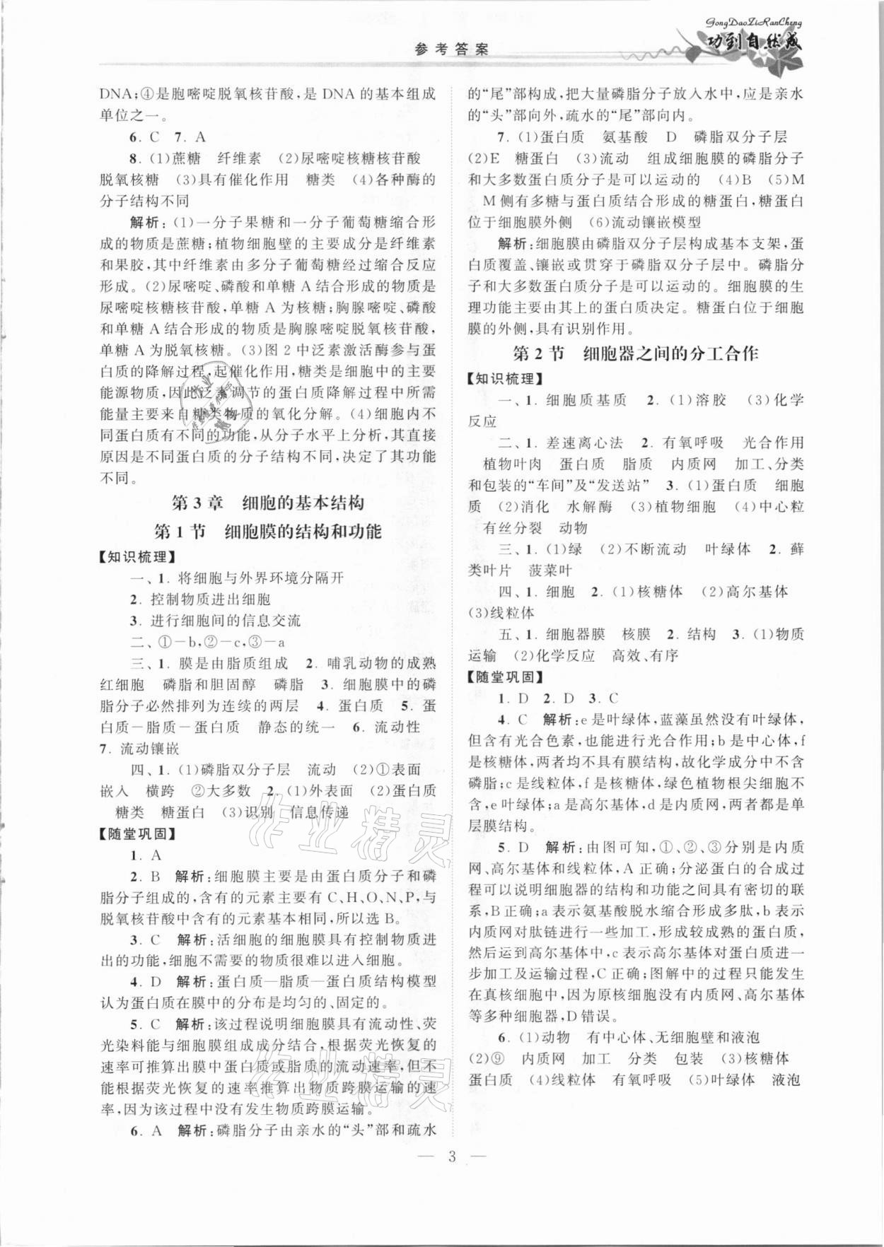 2020年功到自然成課時導(dǎo)學(xué)案高中生物必修1人教版 第3頁