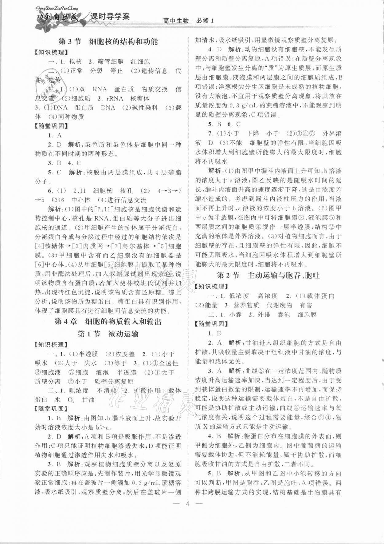 2020年功到自然成課時導(dǎo)學(xué)案高中生物必修1人教版 第4頁