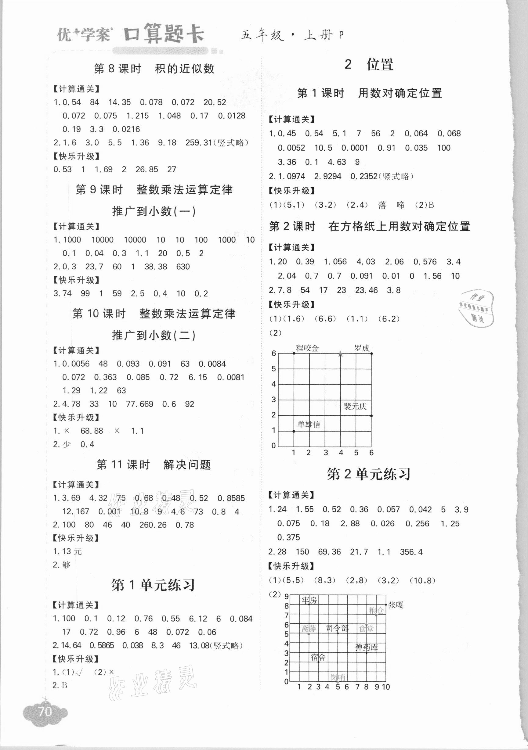 2020年优加学案口算题卡五年级数学上册人教版P版 第2页