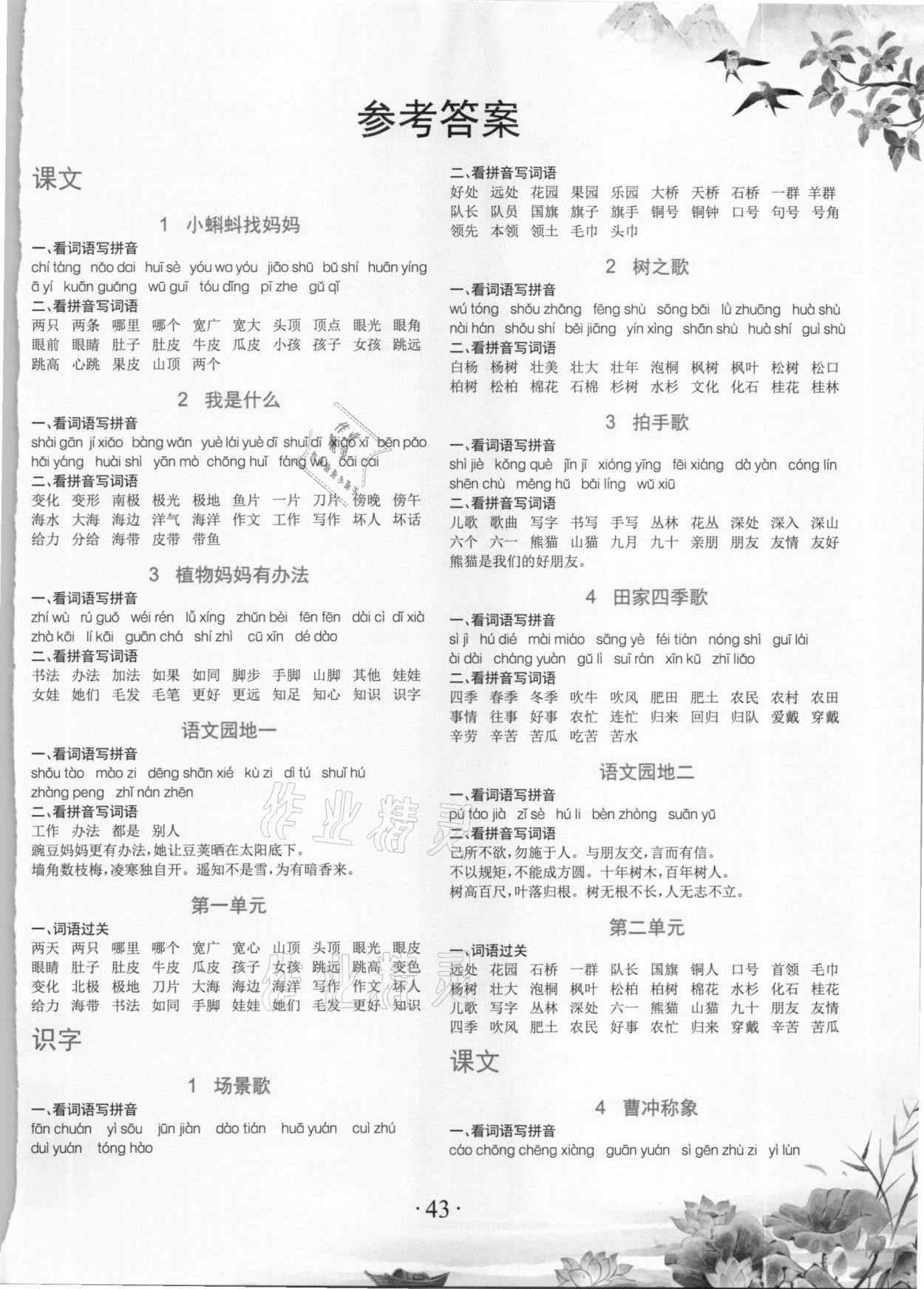 2020年語文專項訓練看拼音寫詞語生字注音二年級上冊人教版 第1頁