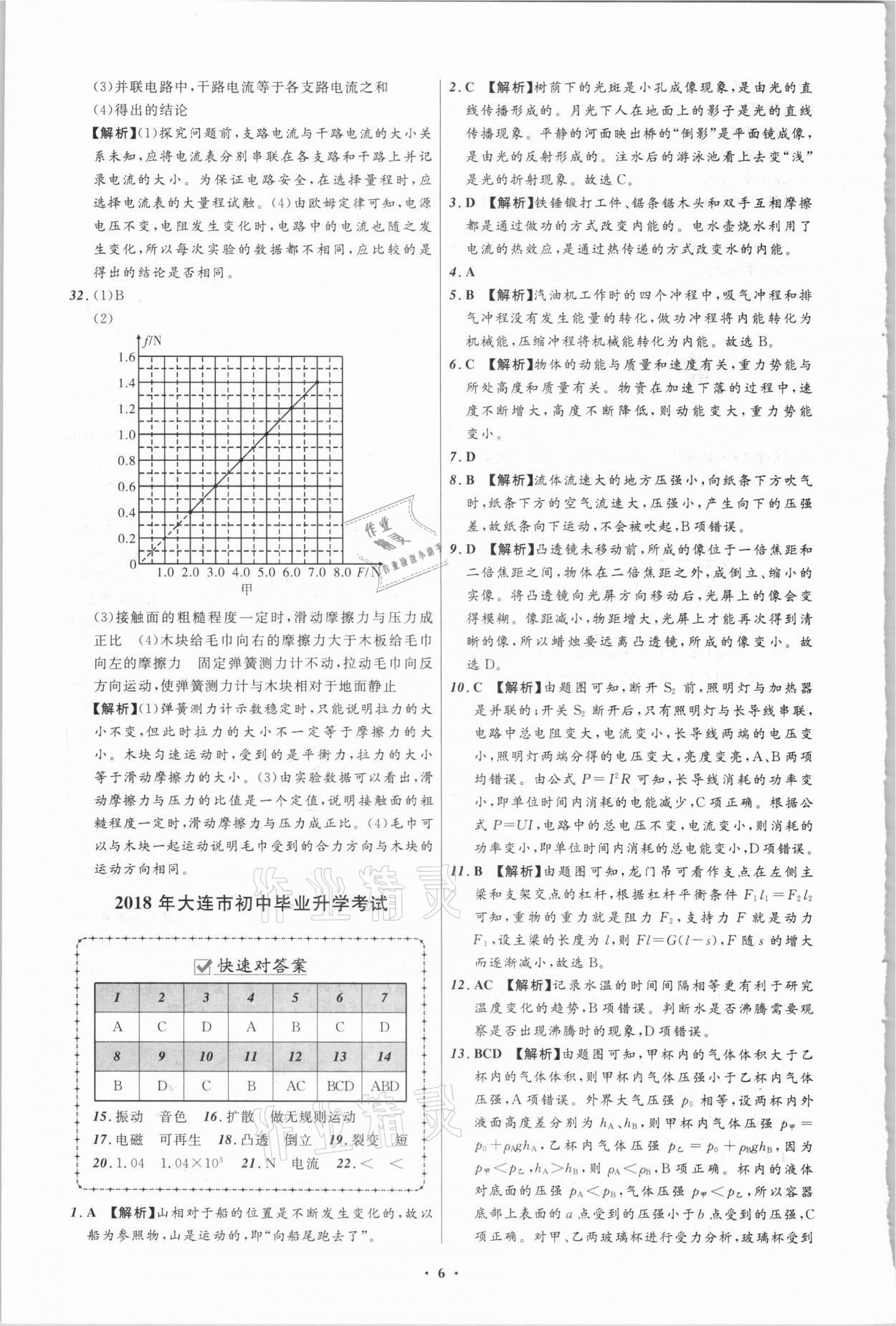 2021年中考必備物理大連專版遼寧師范大學(xué)出版社 參考答案第6頁