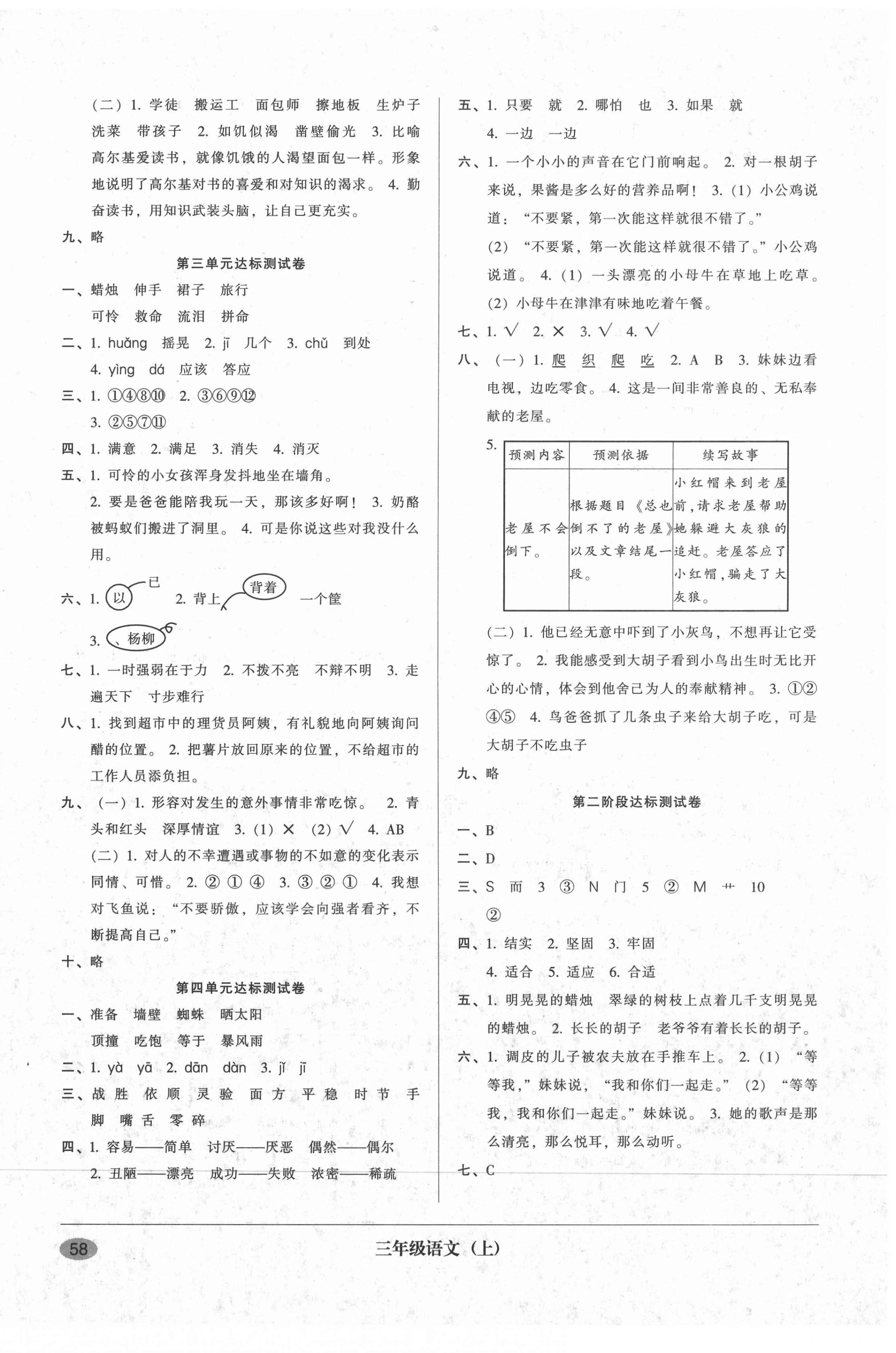 2020年第二課堂單元模擬試卷三年級語文上冊人教版 參考答案第2頁