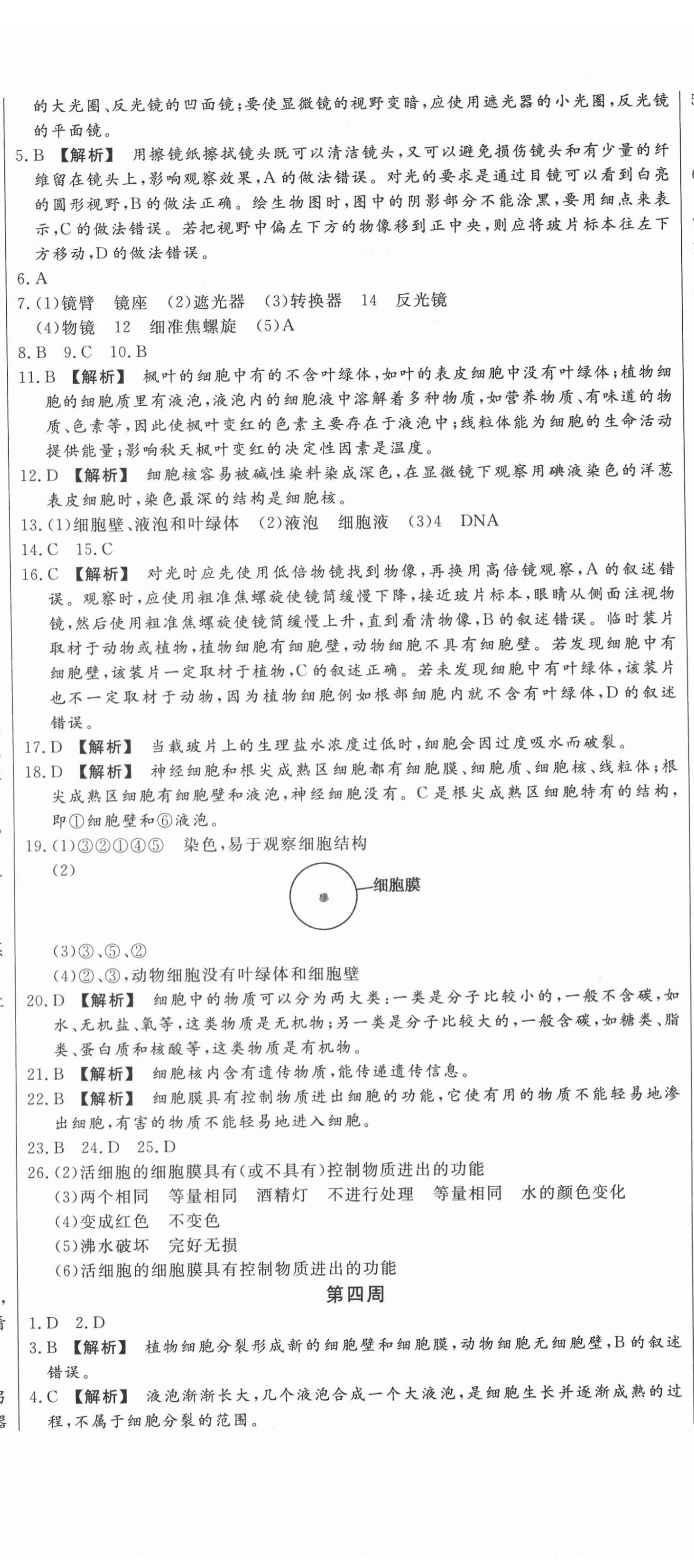 2020年天天向上周周測(cè)100七年級(jí)生物上冊(cè)人教版 第5頁(yè)