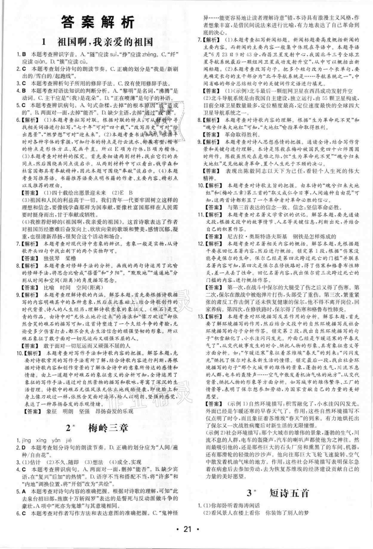 2021年一本同步訓(xùn)練九年級(jí)語文下冊(cè)人教版 第1頁