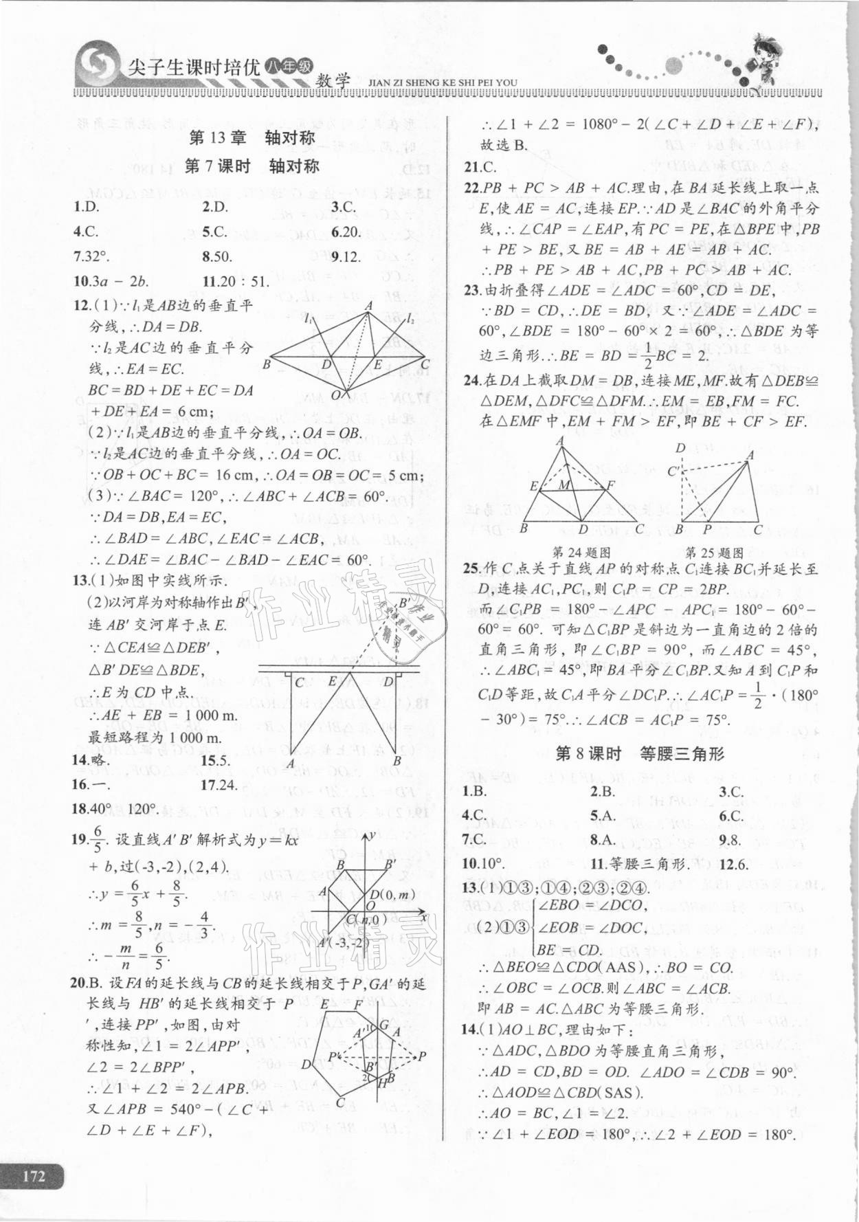 2020年尖子生課時(shí)培優(yōu)八年級數(shù)學(xué) 參考答案第7頁