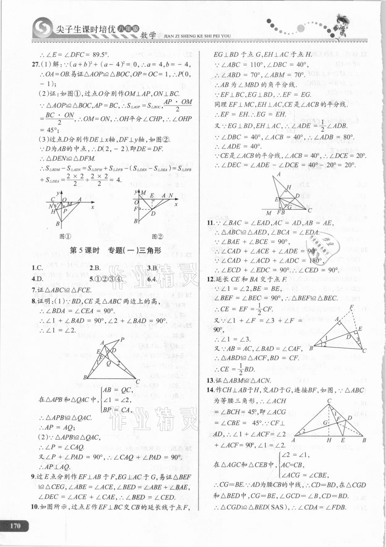 2020年尖子生课时培优八年级数学 参考答案第5页