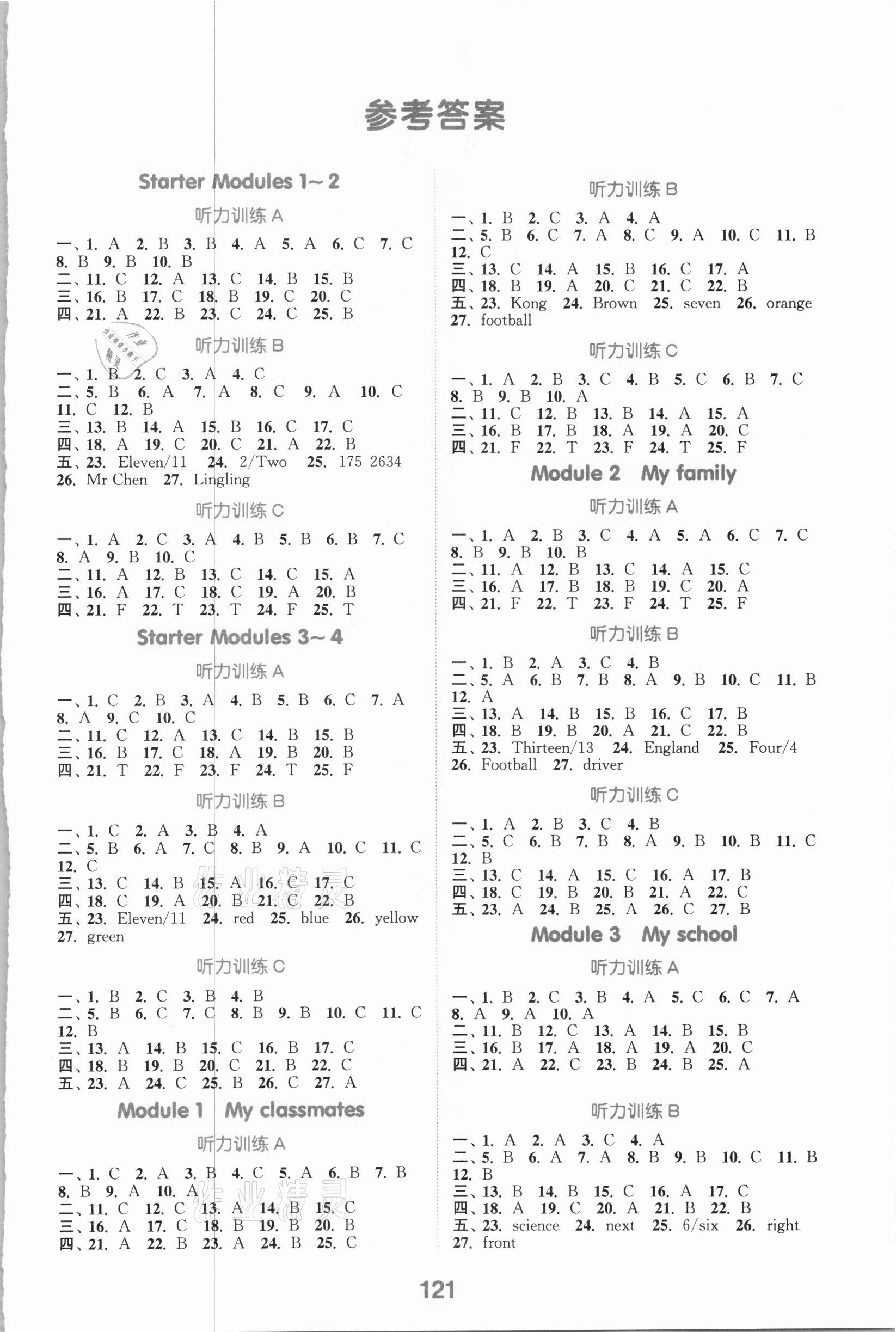 2020年通城學(xué)典初中英語(yǔ)聽(tīng)力能手七年級(jí)上冊(cè)外研版 參考答案第1頁(yè)
