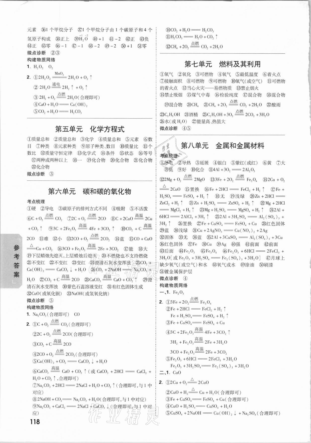 2021年萬唯中考試題研究化學(xué)新疆專版 參考答案第2頁