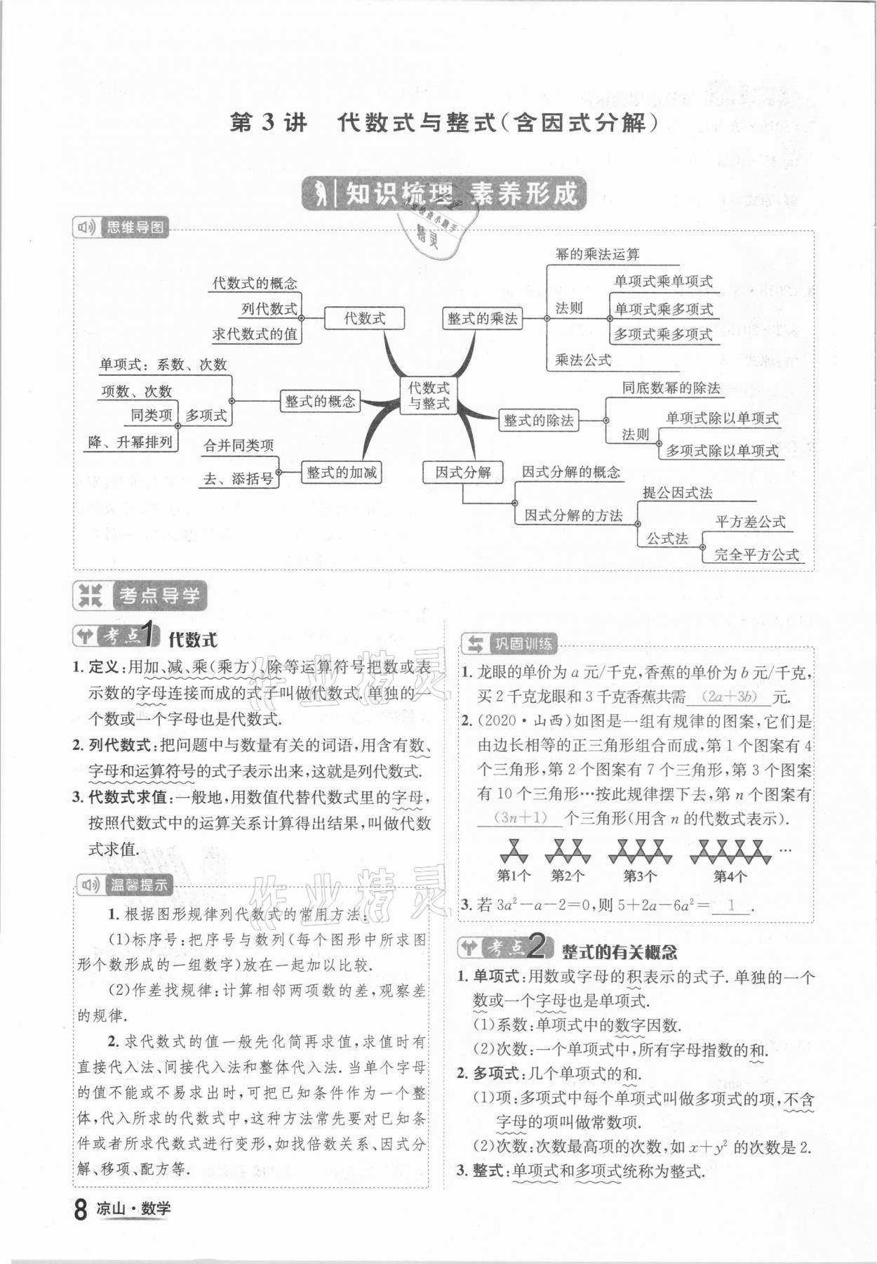 2021年國(guó)華考試中考總動(dòng)員數(shù)學(xué)涼山專版 參考答案第8頁(yè)