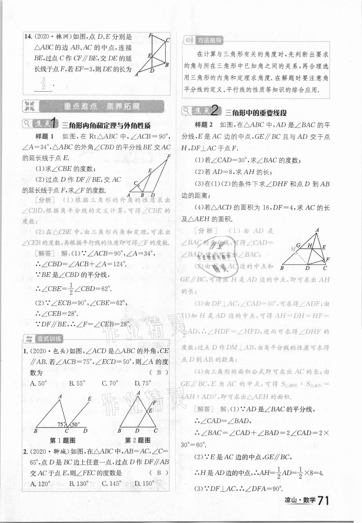 2021年國華考試中考總動員數(shù)學涼山專版 參考答案第71頁