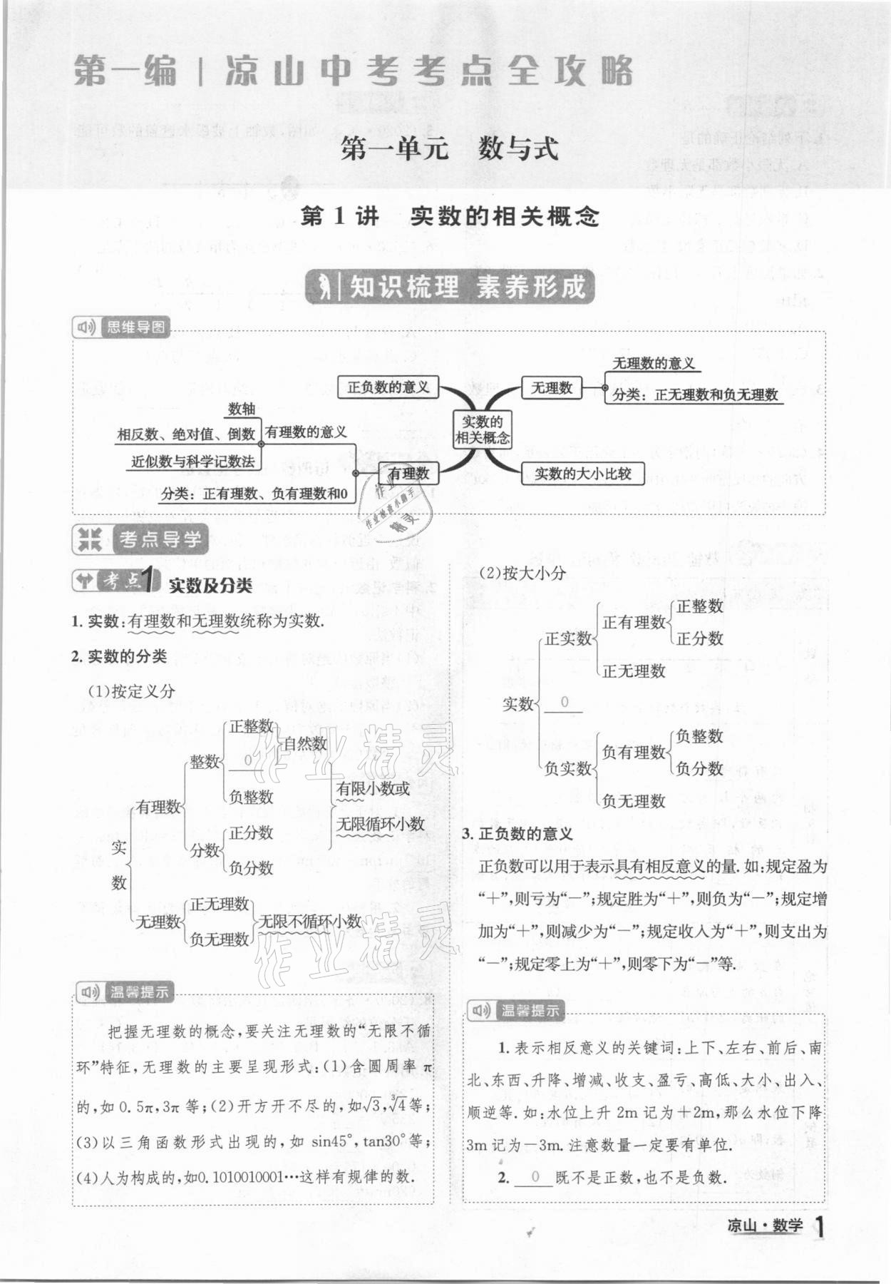 2021年國(guó)華考試中考總動(dòng)員數(shù)學(xué)涼山專版 參考答案第1頁(yè)