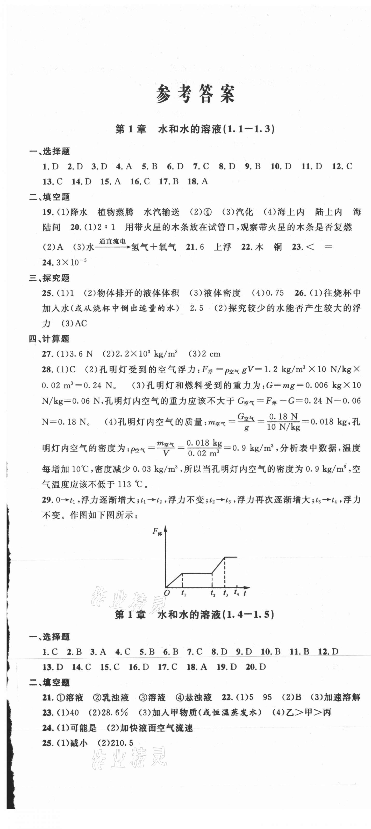 2020年浙江名卷八年级科学上册浙教版 第1页