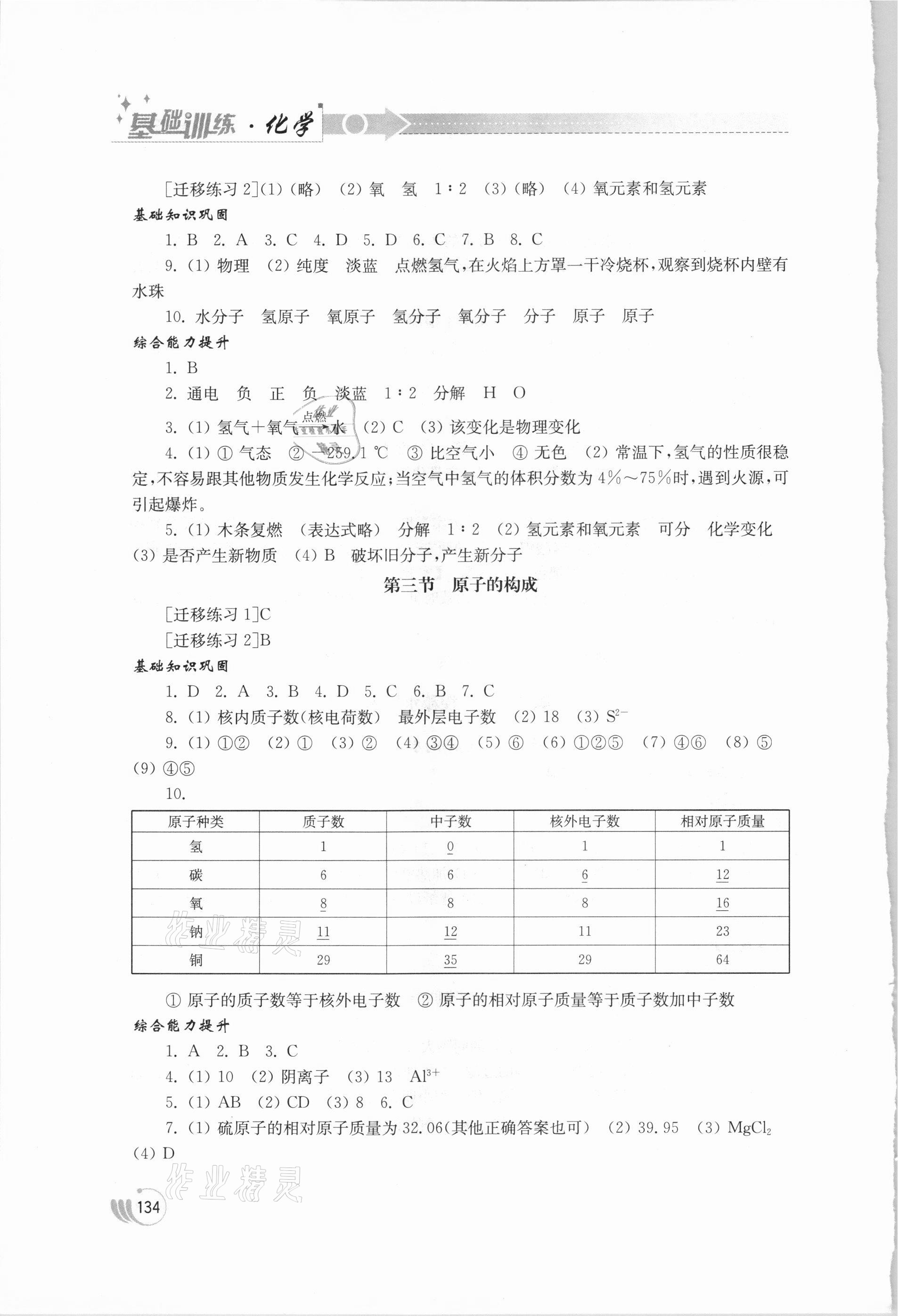 2020年初中基礎(chǔ)訓(xùn)練九年級(jí)化學(xué)上冊(cè)魯教版山東教育出版社 參考答案第3頁(yè)