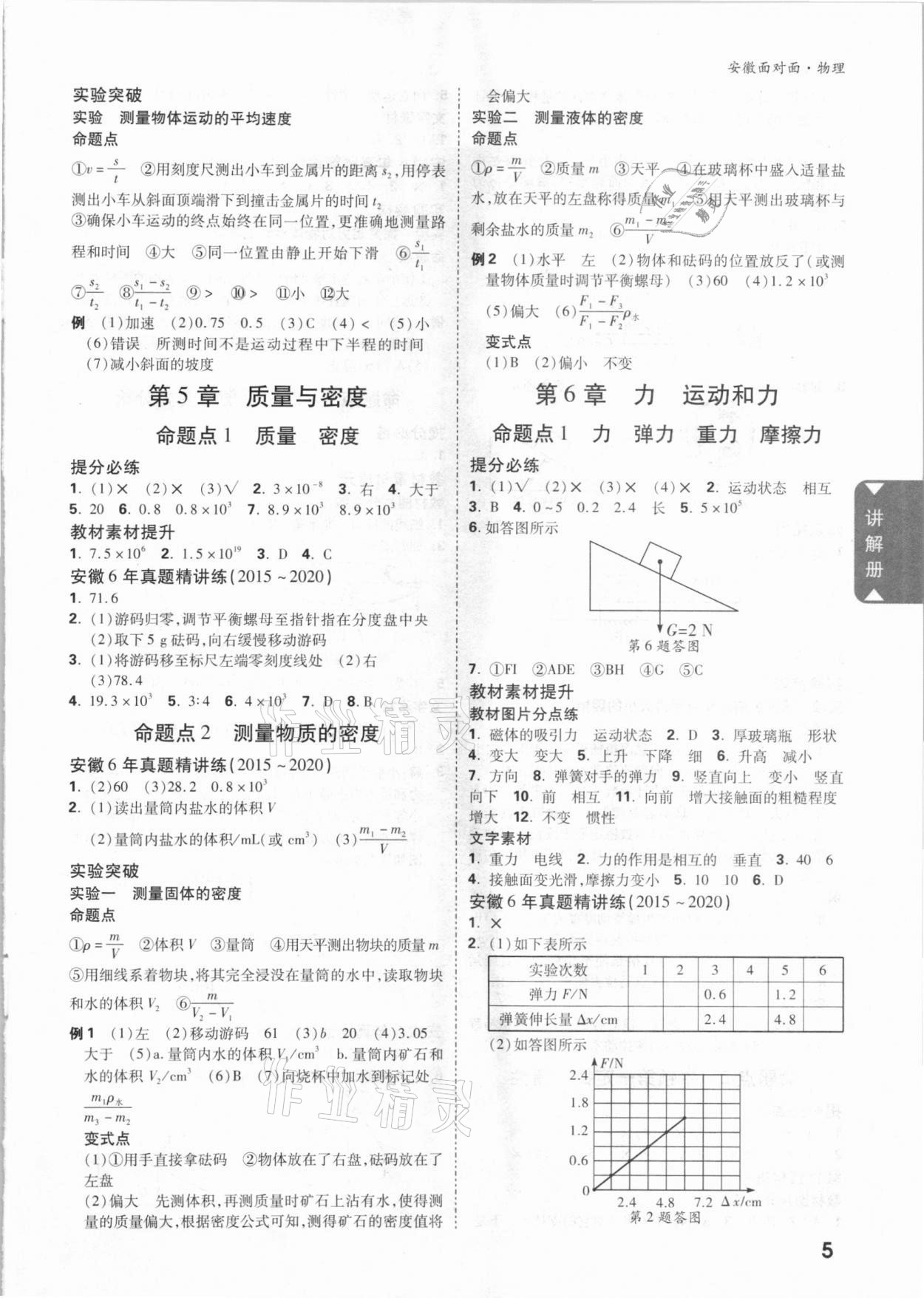 2021年安徽中考面對面物理 參考答案第4頁