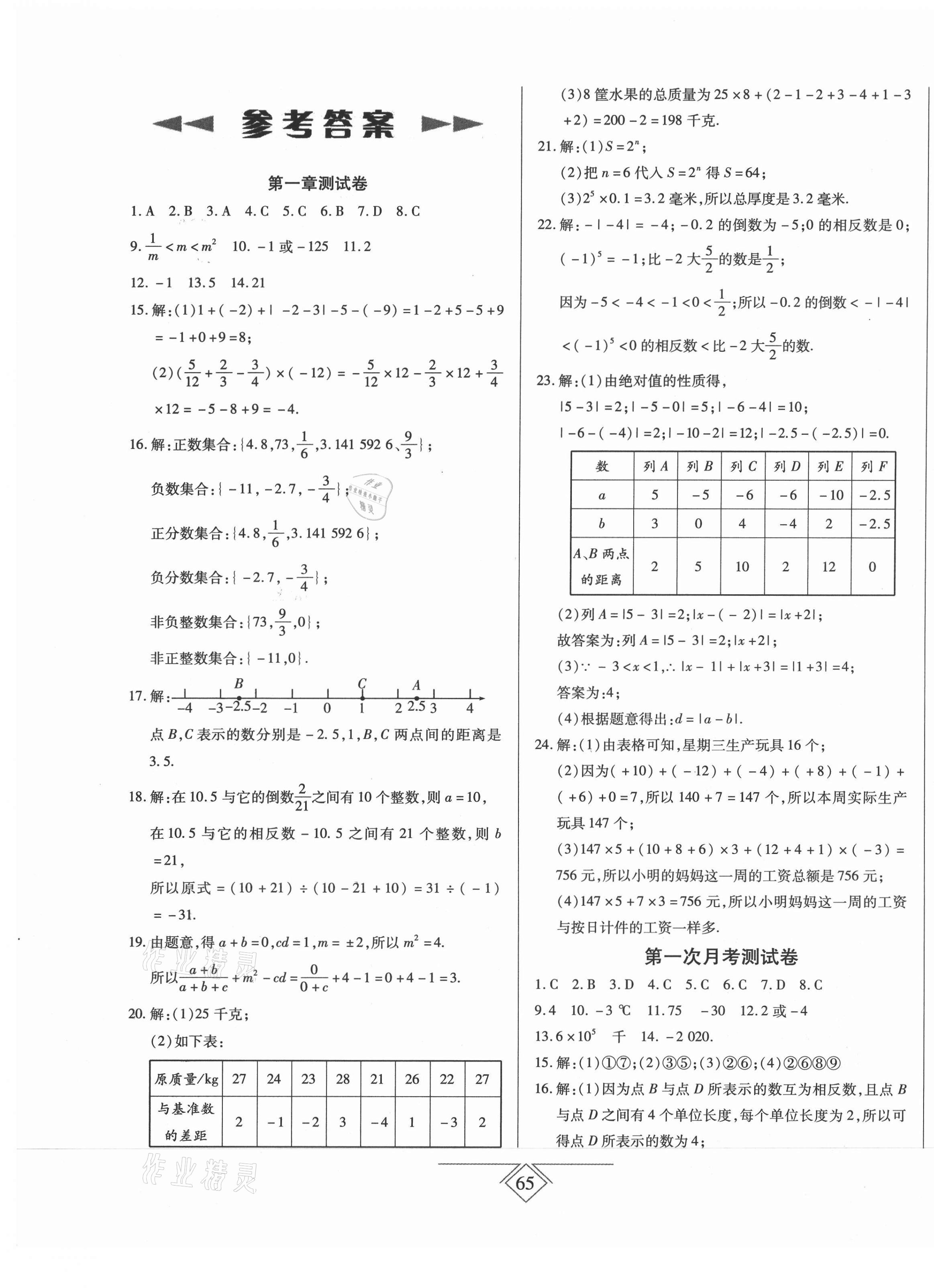 2020年同步導學必刷卷七年級數學上冊人教版 第1頁