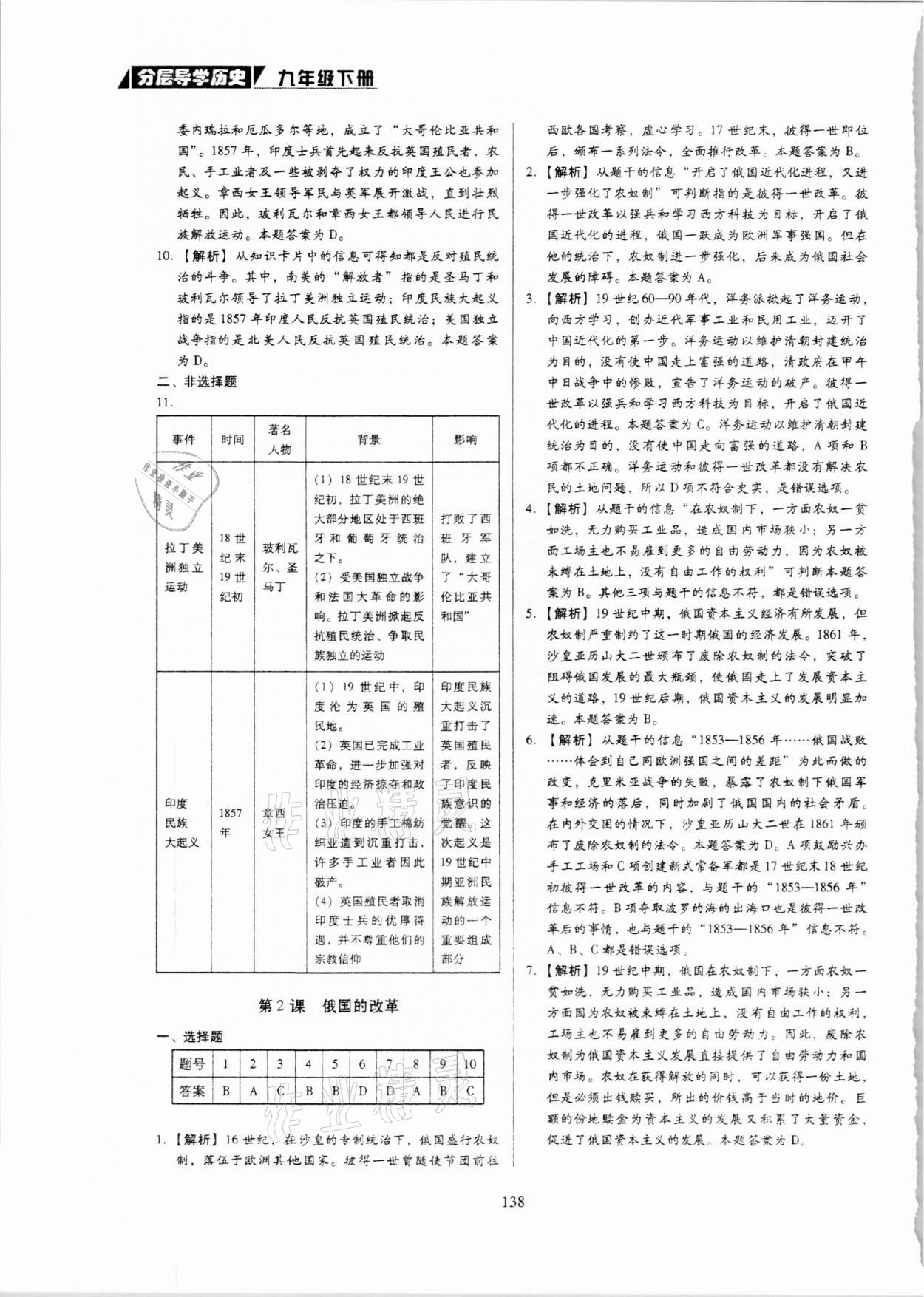 2021年分层导学九年级历史下册人教版 第2页