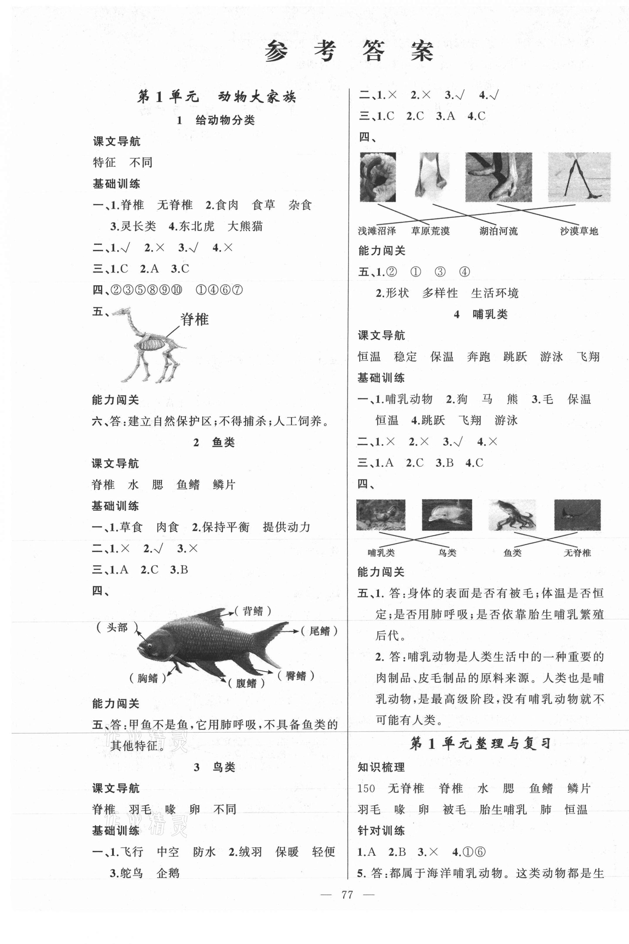 2020年黄冈金牌之路练闯考四年级科学上册苏教版 第1页