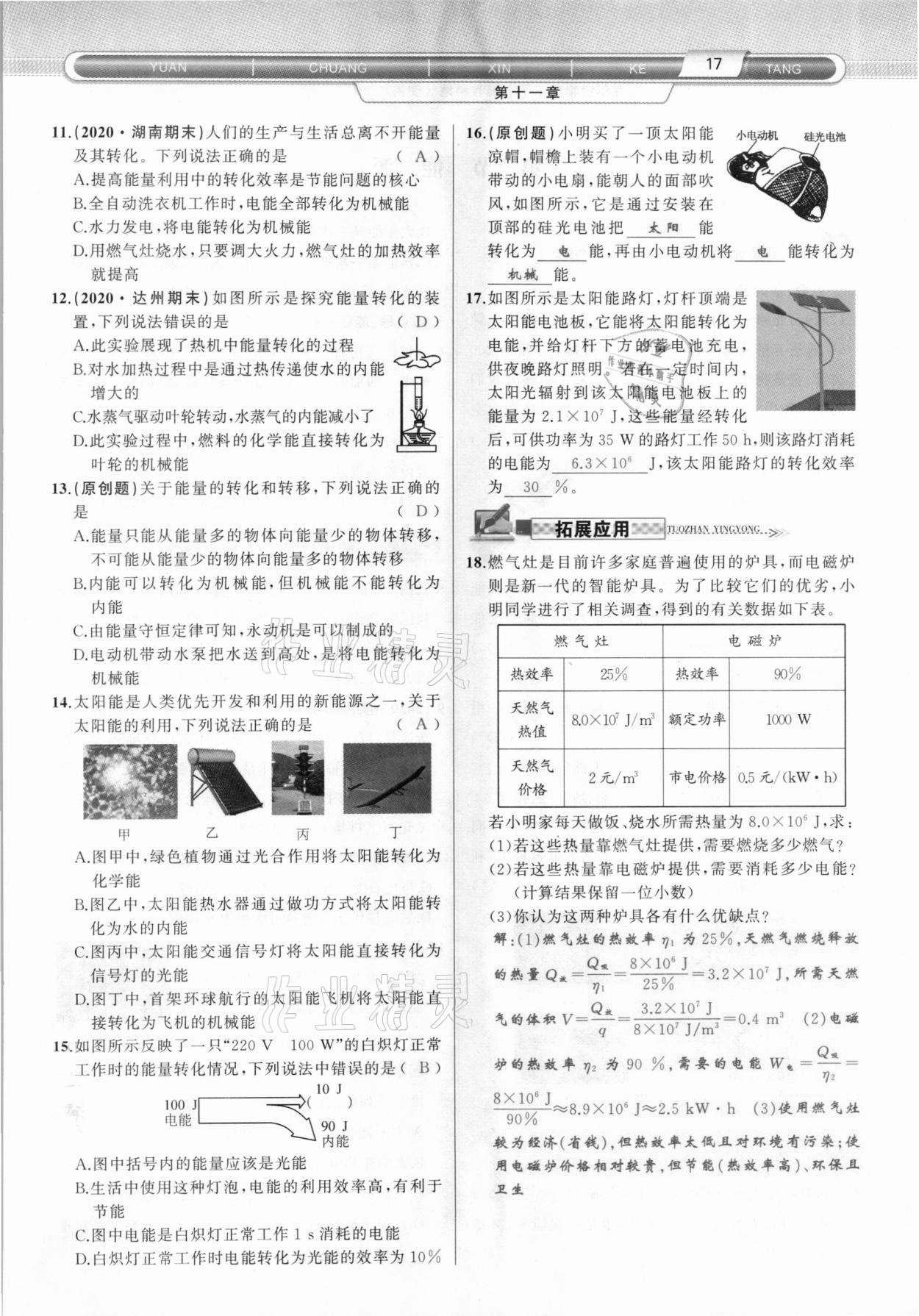 2021年原創(chuàng)新課堂九年級(jí)物理下冊教科版達(dá)州專版 參考答案第17頁