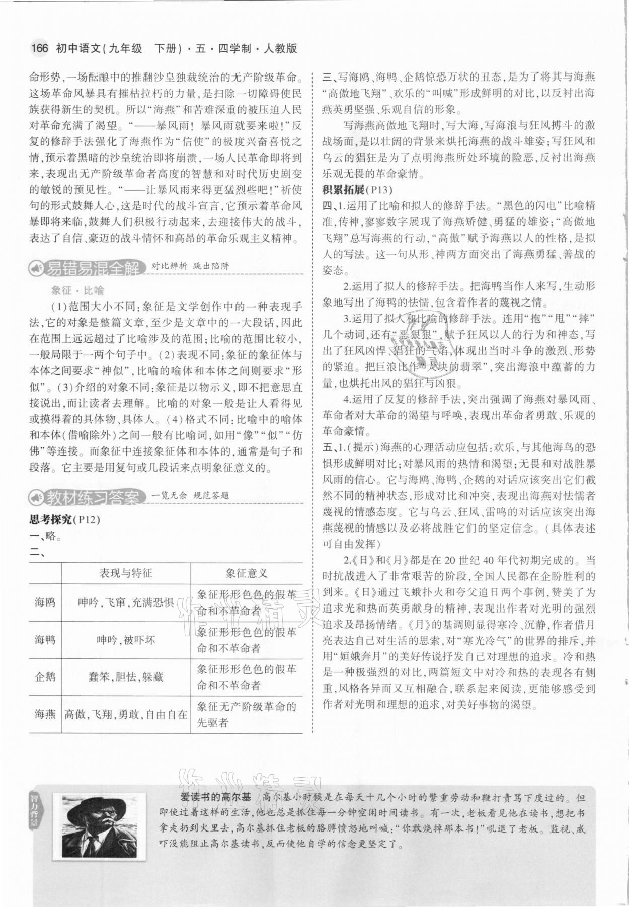 2021年教材課本九年級語文下冊人教版五四制 參考答案第8頁