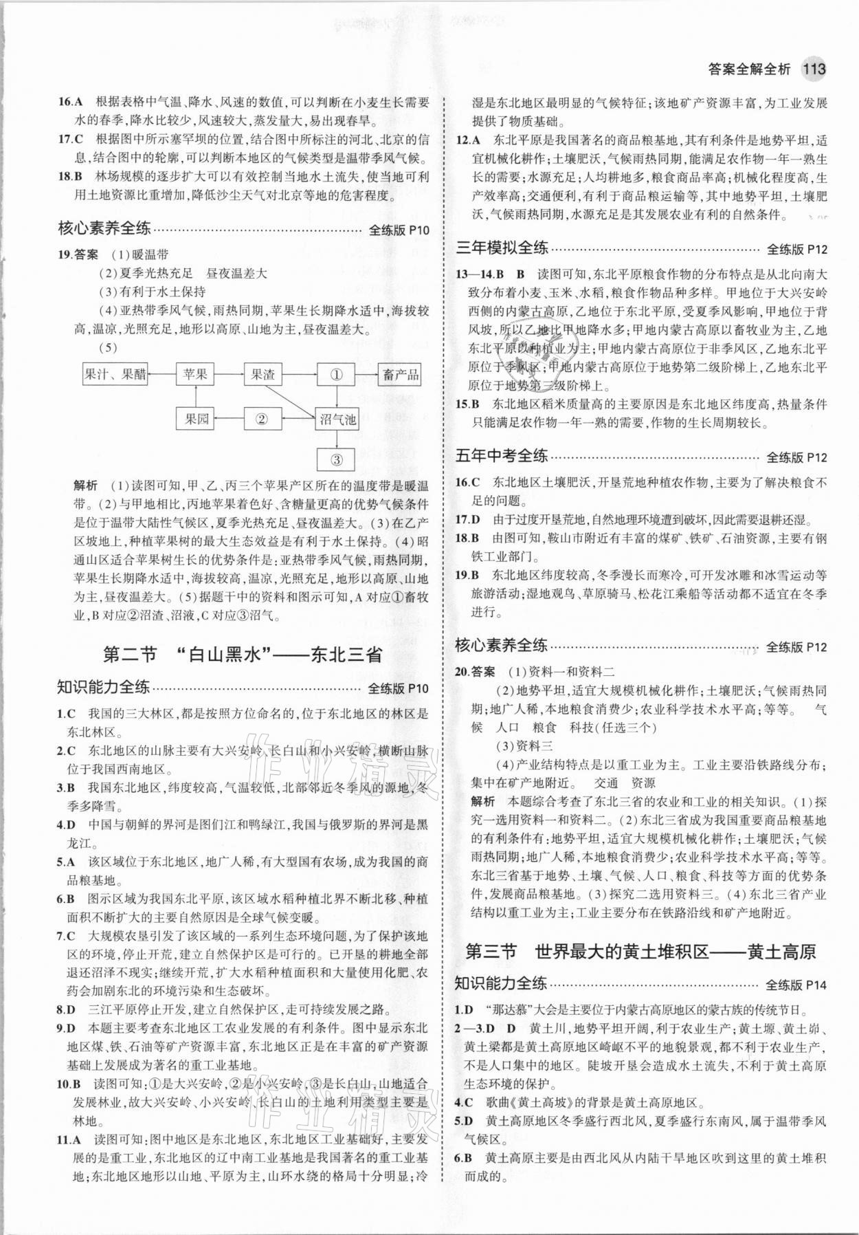 2021年5年中考3年模擬七年級(jí)地理下冊(cè)魯教版山東專版 參考答案第3頁