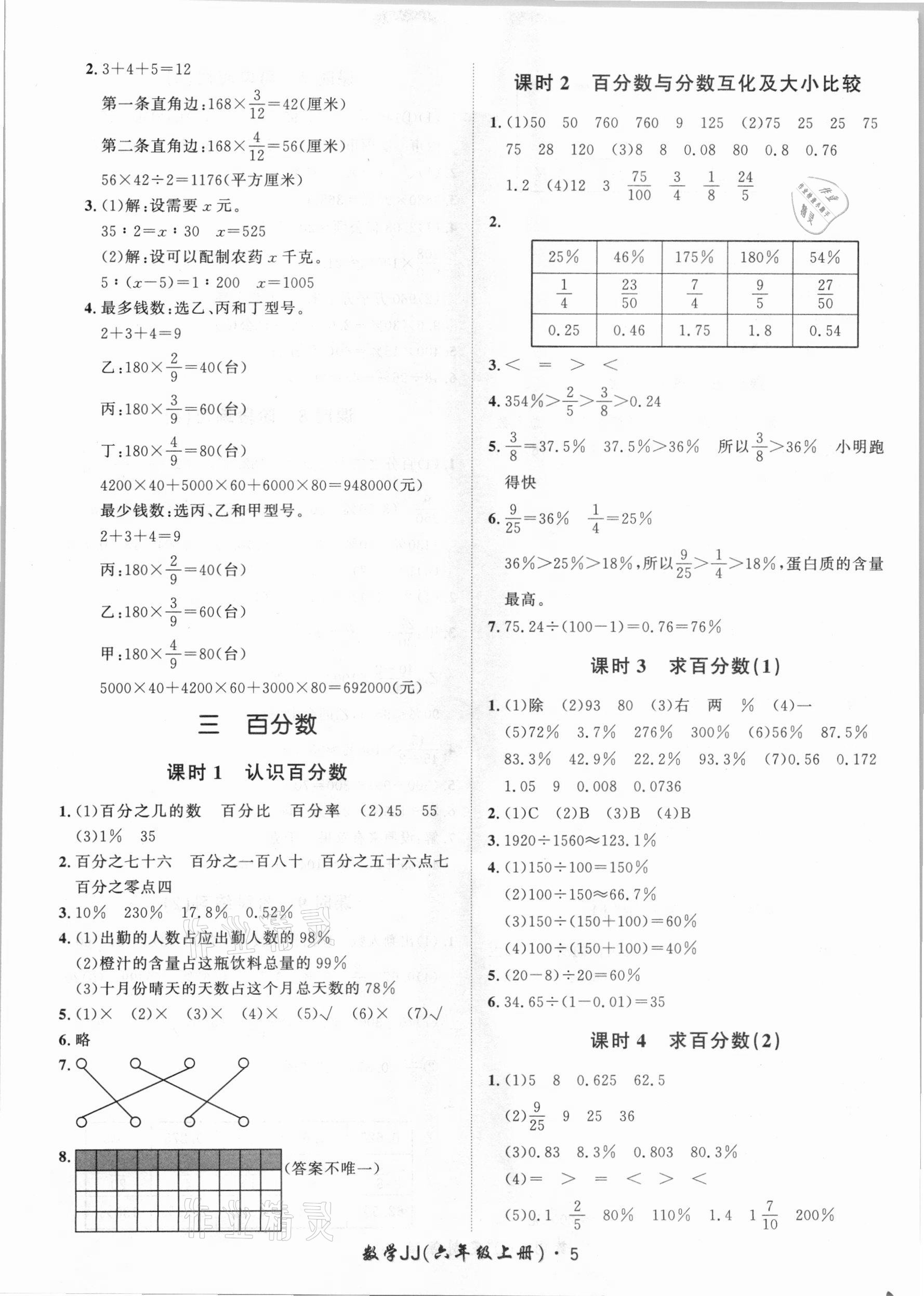 2020年黃岡360定制課時(shí)六年級(jí)數(shù)學(xué)上冊(cè)冀教版 第5頁(yè)