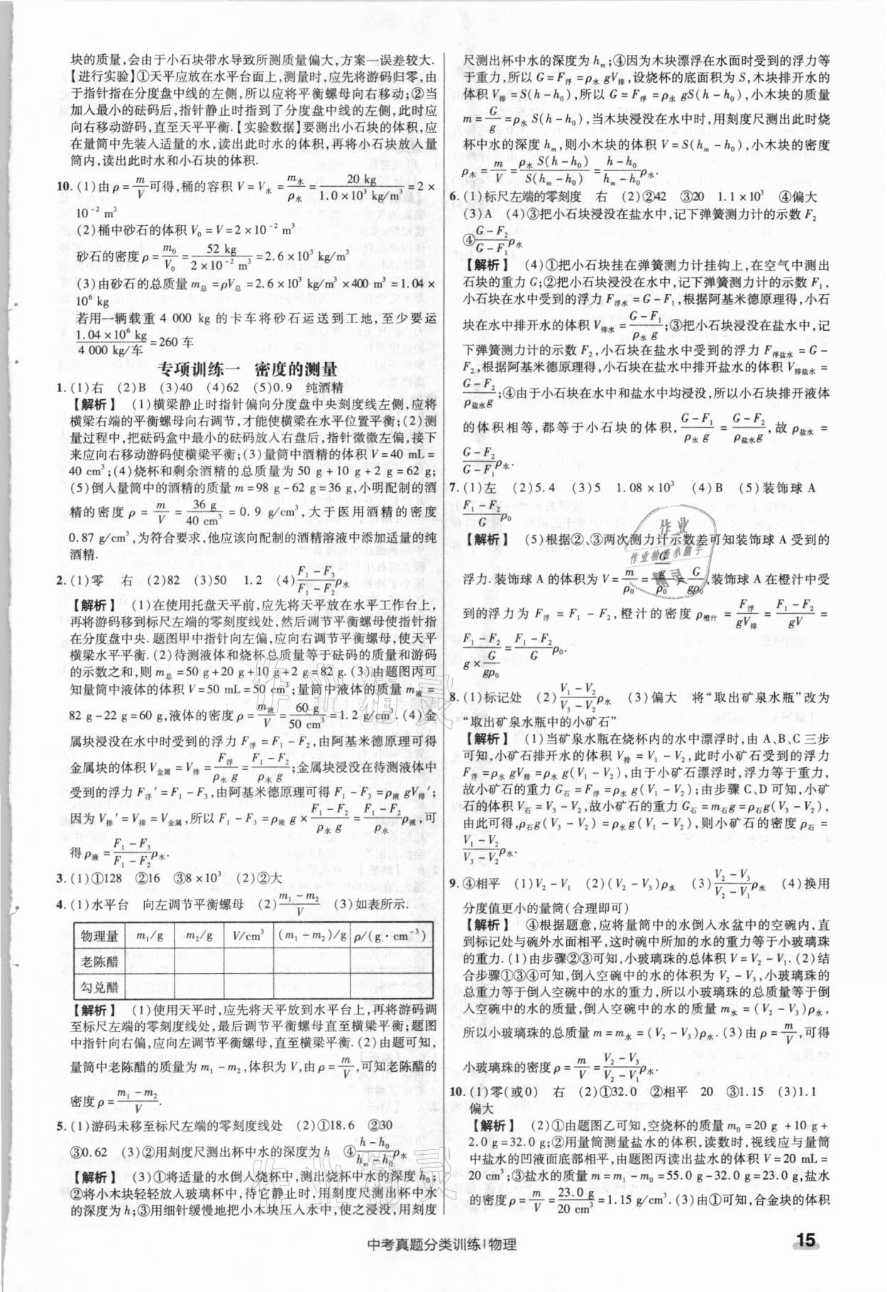 2021年金考卷中考真題分類訓(xùn)練物理 參考答案第15頁(yè)