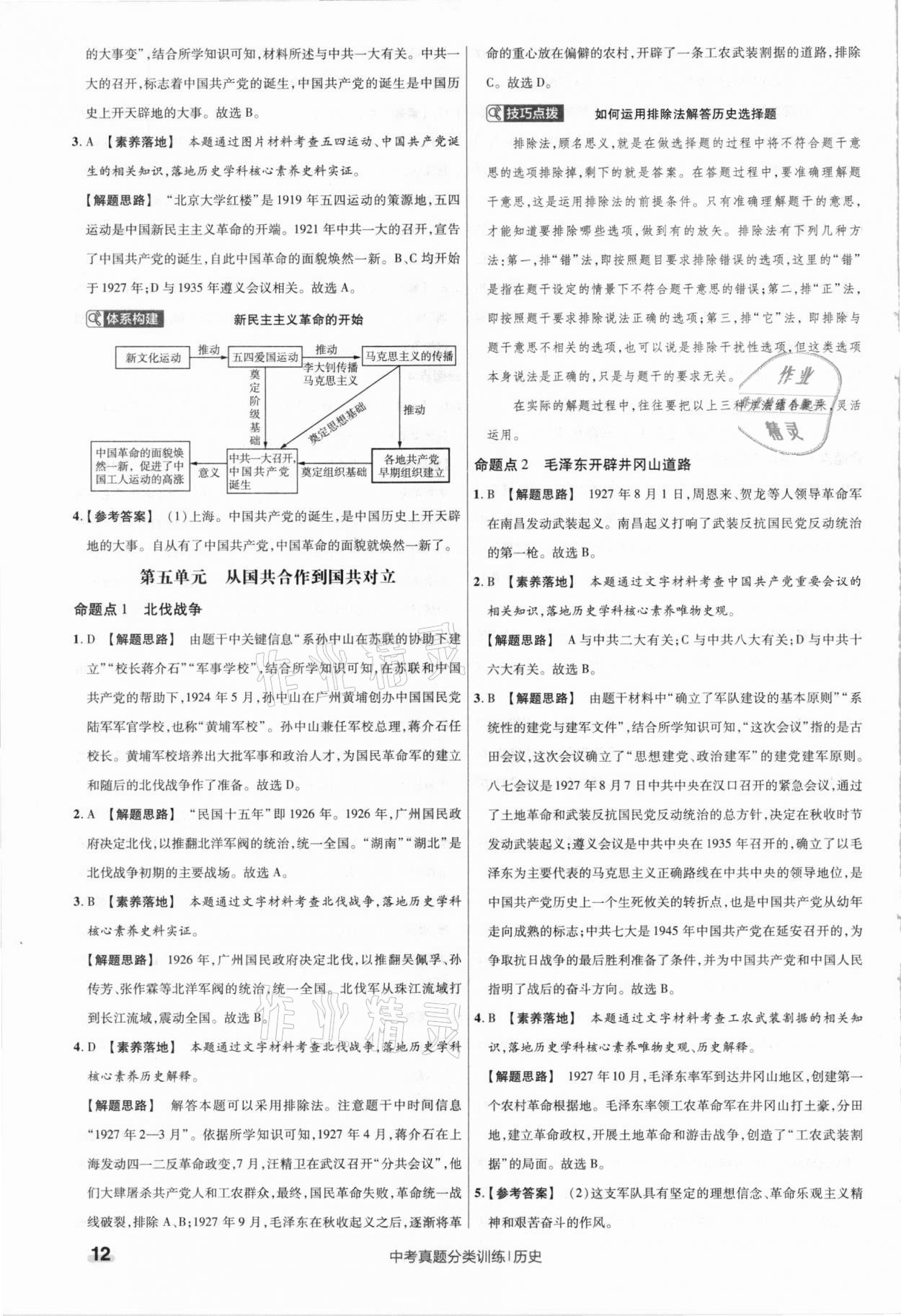 2021年金考卷中考真題分類訓(xùn)練歷史 參考答案第12頁