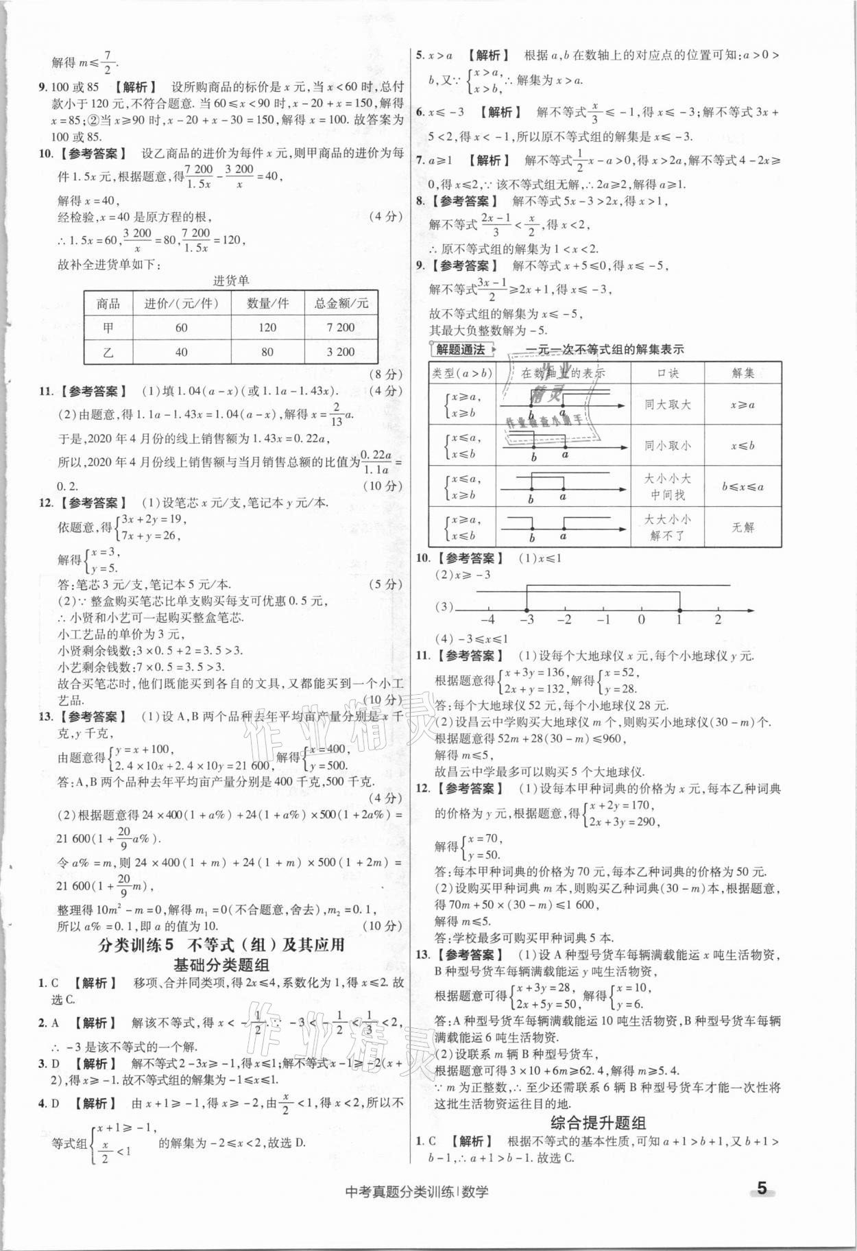 2021年金考卷中考真題分類訓練數(shù)學 參考答案第5頁